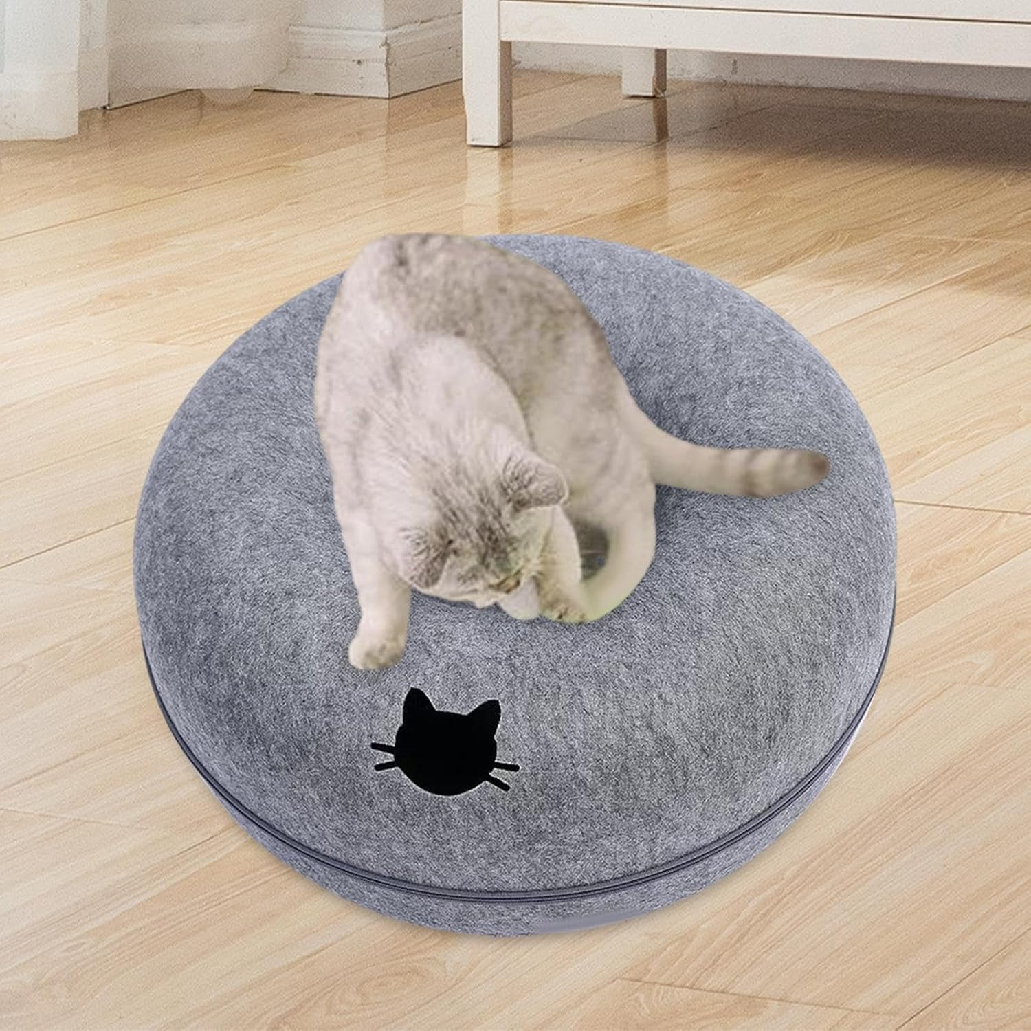 Dickly Cat Tunnel Bed Donut Cat Cave for Multiple Cats Washable Zipper Detachable Universal for All Seasons for Indoor Cats Cat Cave Donut Bed, Dark Blue 50Cm - Blue 60Cm image number 2