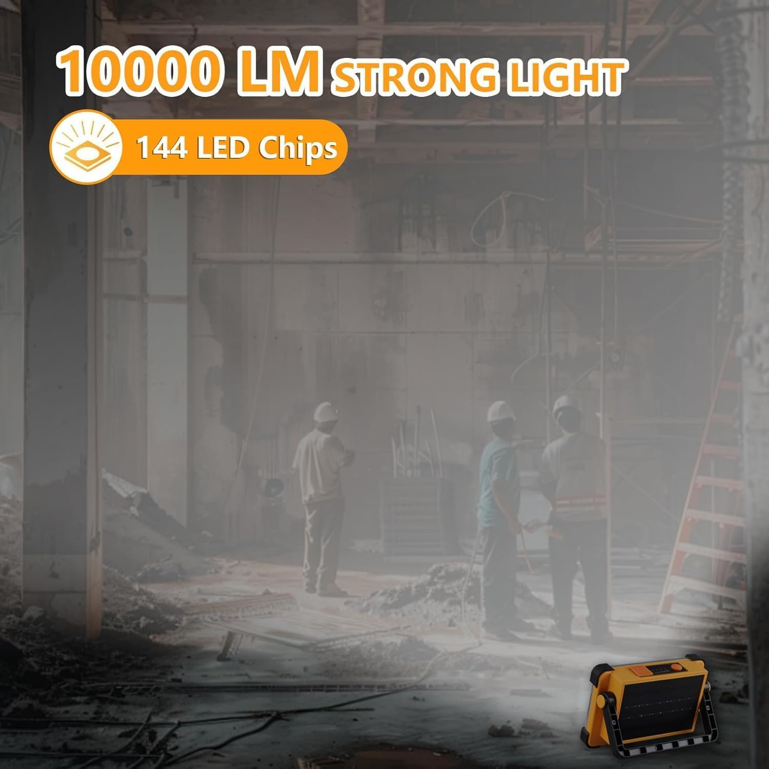 2 Pack 120W Solar Rechargeable Work Light, 144 LED 10000LM Portable Flood Light with Stand, IP66 Waterproof Power Bank 4 Modes LED Job Site Lighting Flashlights for Mechanic Camping Fishing Car Repair image number 5