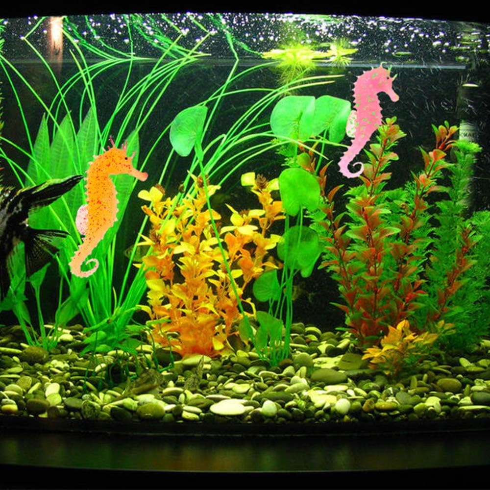 3PCS Artificial Sea Horse Aquarium Decoration Set, Vivid Silicone Floating Decor Ornaments with Glowing Effect,Simulation Animal Underwater Saltwater Fake Colorful Sea Horse for Fish Tank Bowl image number 5
