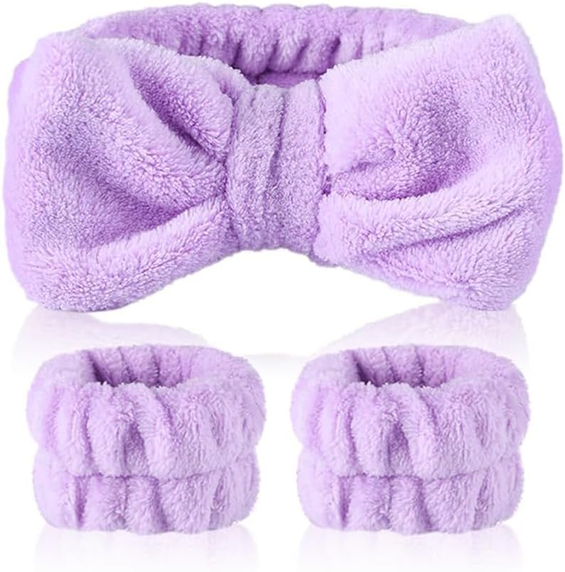 Xfsrg Cute Headband with Bow, 2 Piece Hair Bands Set for Women, Soft Terry Towelling Material, Elastic Hair Bands, Perfect Hair Care Accessories image number 2