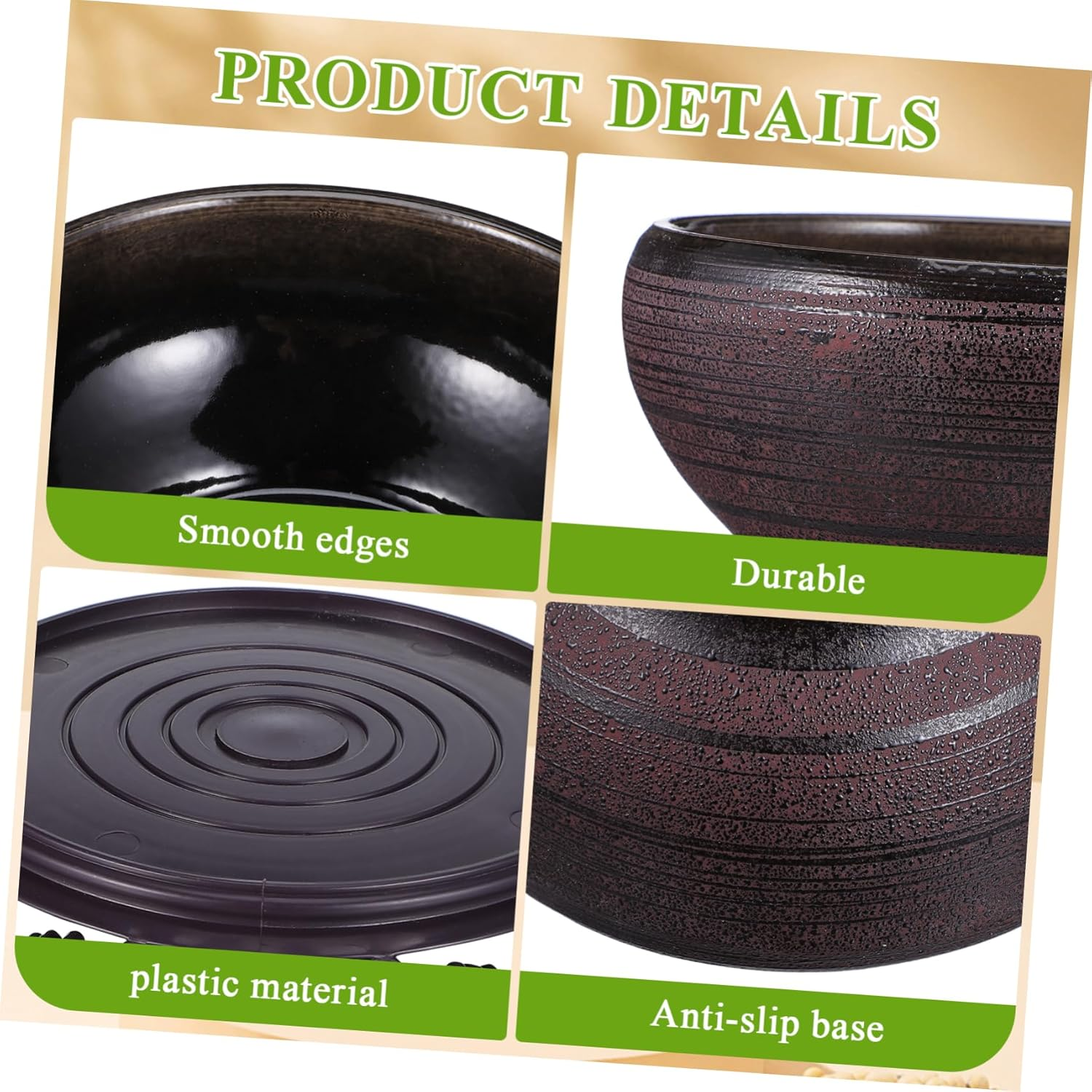 BESPORTBLE Ceramic Hydroponic Plant Pot Bowl Planter for Water Lily and Daffodil with Base, Black-Red Small Lotus Planter Suitable for Indoor Balcony Gardening image number 6