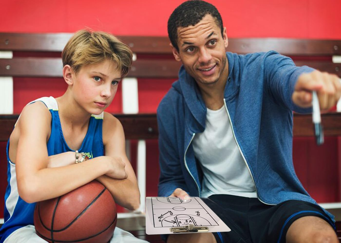 Basketball Coach Board, Clip Boards, Double-Sided Dry Erase Coaches Clipboard with Marker Pen, Coaches Marker Board (Basketball) image number 3