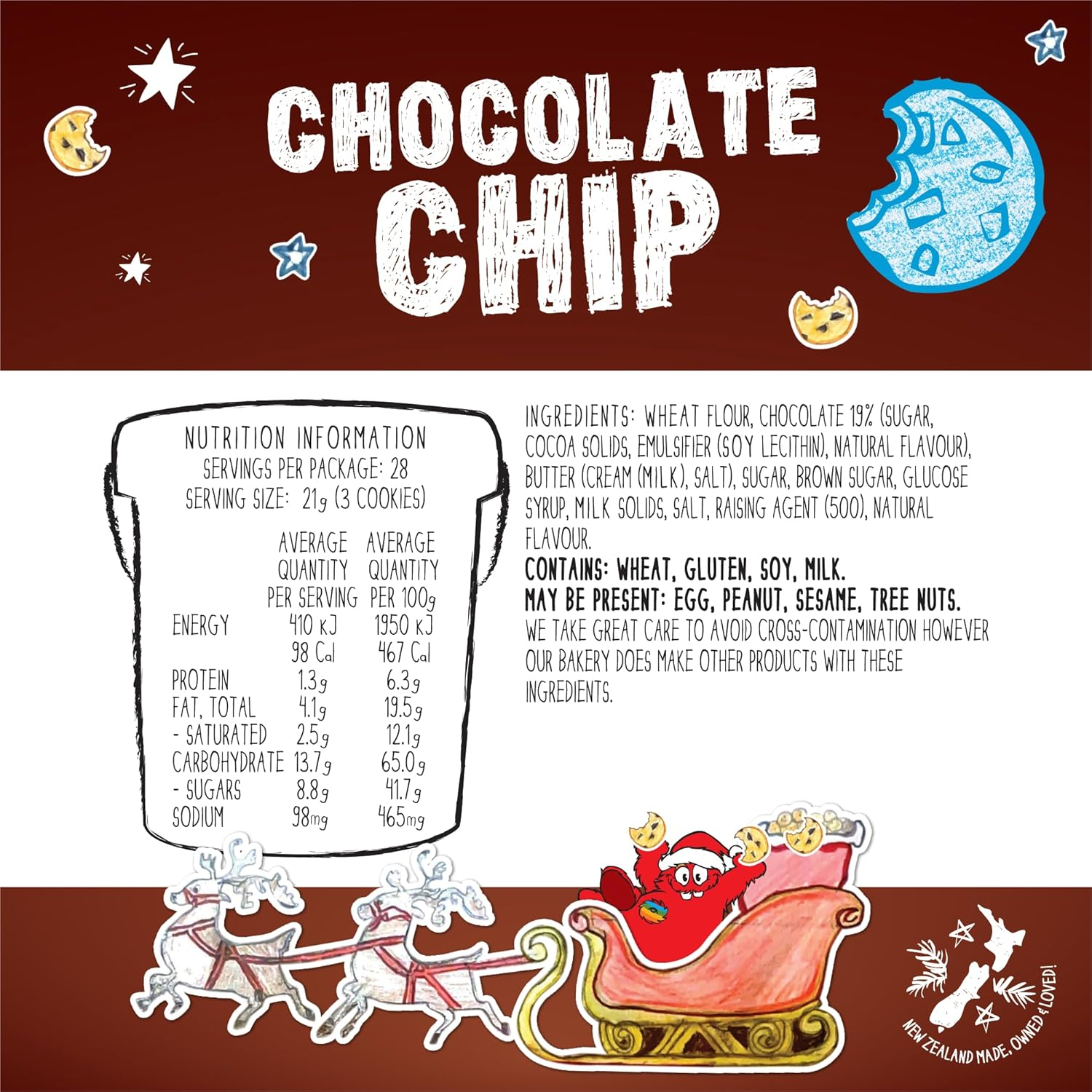 Cookie Time Chocolate Chip Cookies Bucket, 600 G | Approx 85 Bite-Size Cookies | Homestyle Biscuits Made with Real Chocolate