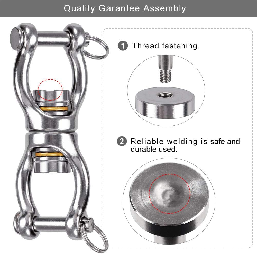 Dolibest Permanent Antirust Stainless Steel Swing Swivel with Bearing Double Open 360&deg; Rotation, 770LB Capacity, Device Hanging Accessory for Web Tree Swing, Aerial Dance, Swing Yoga Swing Sets image number 4