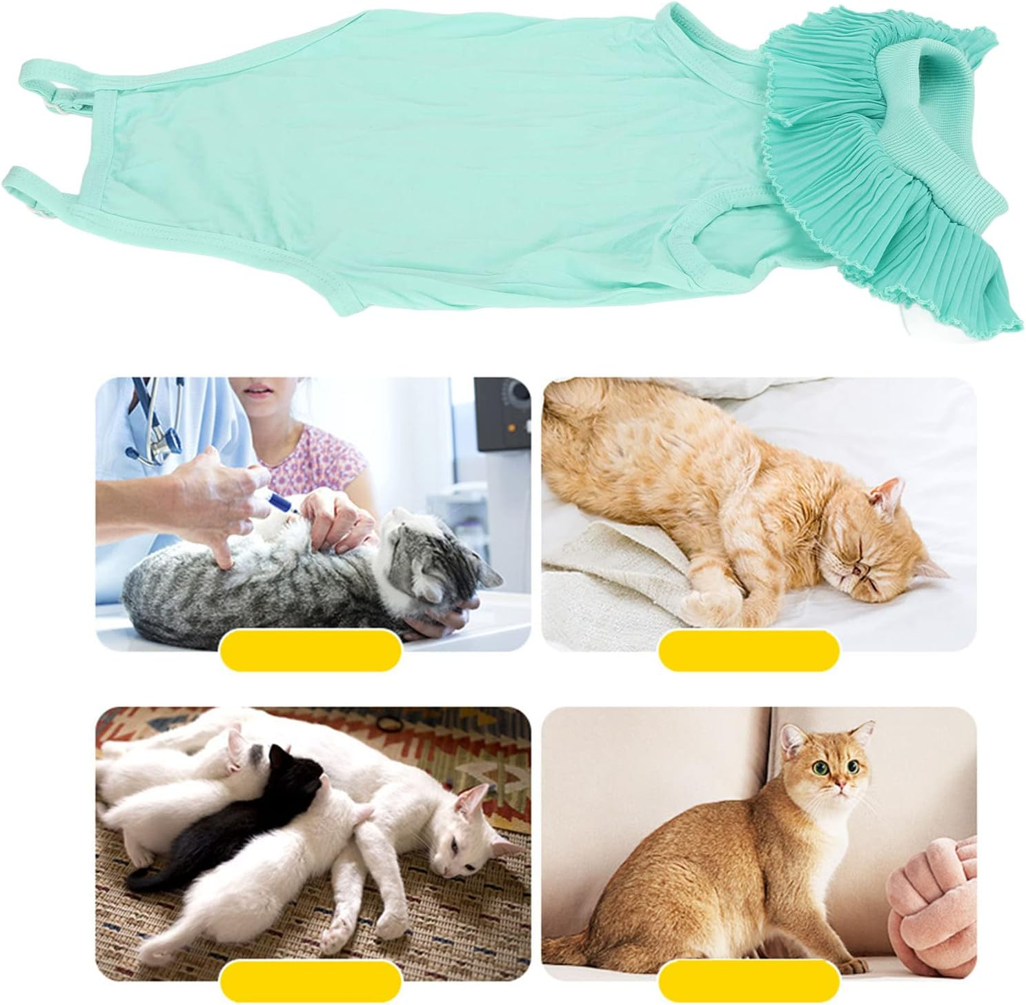 JOROBURO Cat Recovery Suit, Breathable Adjustable Prevent Licking Cat Post Surgery Shirt, Skin Friendly Fashion Kitten Surgery Recovery Shirt for Abdominal Wounds Skin Diseases(M) image number 1