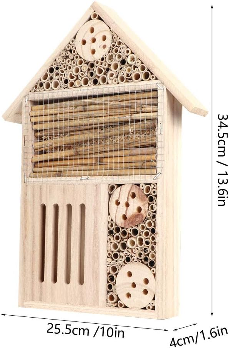 Wooden House, Outdoor Hanging Hotel for Bee, Beneficial Habitat, Garden Wood Bug Room Shelter, Nesting Box for Bee, Butterfly, Ladybirds, Beneficial in (Type A) image number 3