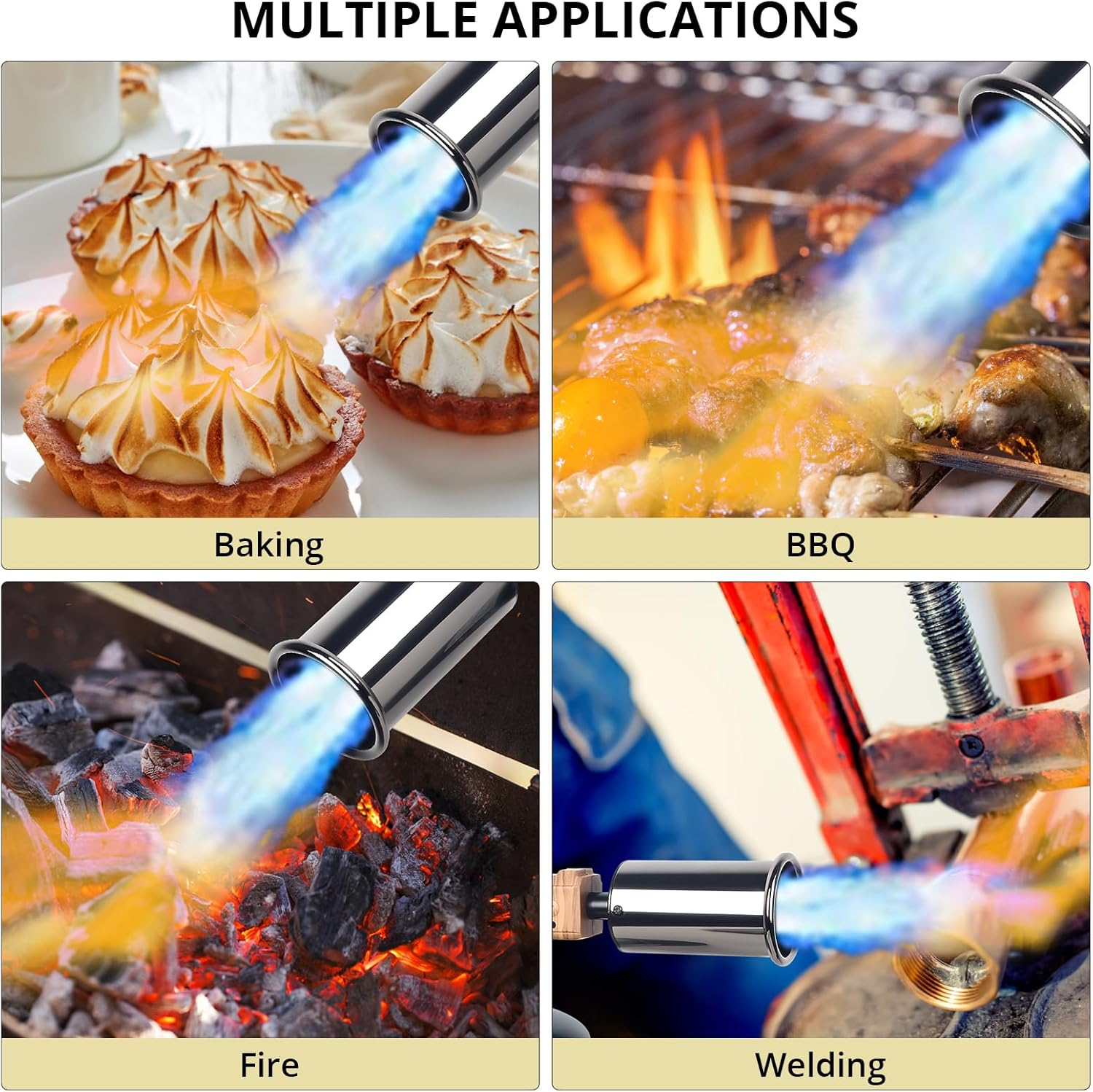 Semlos Propane Torch - Kitchen Torch - Powerful Grill Gun - Charcoal Lighter - Campfire Starter - Sous Vide - Chef Blow Torch for Searing Steak & Creme Brulee & Bbq(Propane Tank Not Included) image number 3