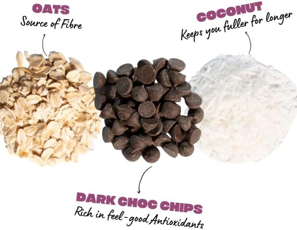 KOJA Health Natural Oat Bar Dark Choc Chip - Less Sugar, All Natural, Australian Made, FODMAP Friendly, Vegan (Pack of 12 X 60G Bars) image number 1