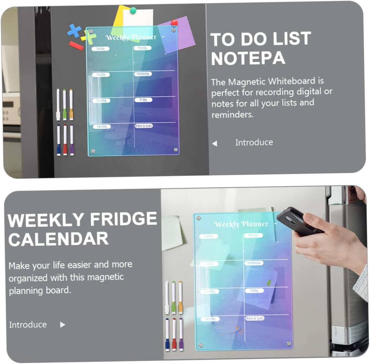 Tofficu Magnetic Labels for Refrigerator Acrylic Weekly Planner for Fridge Daily Planner Magnetic Dry Erase Board image number 1