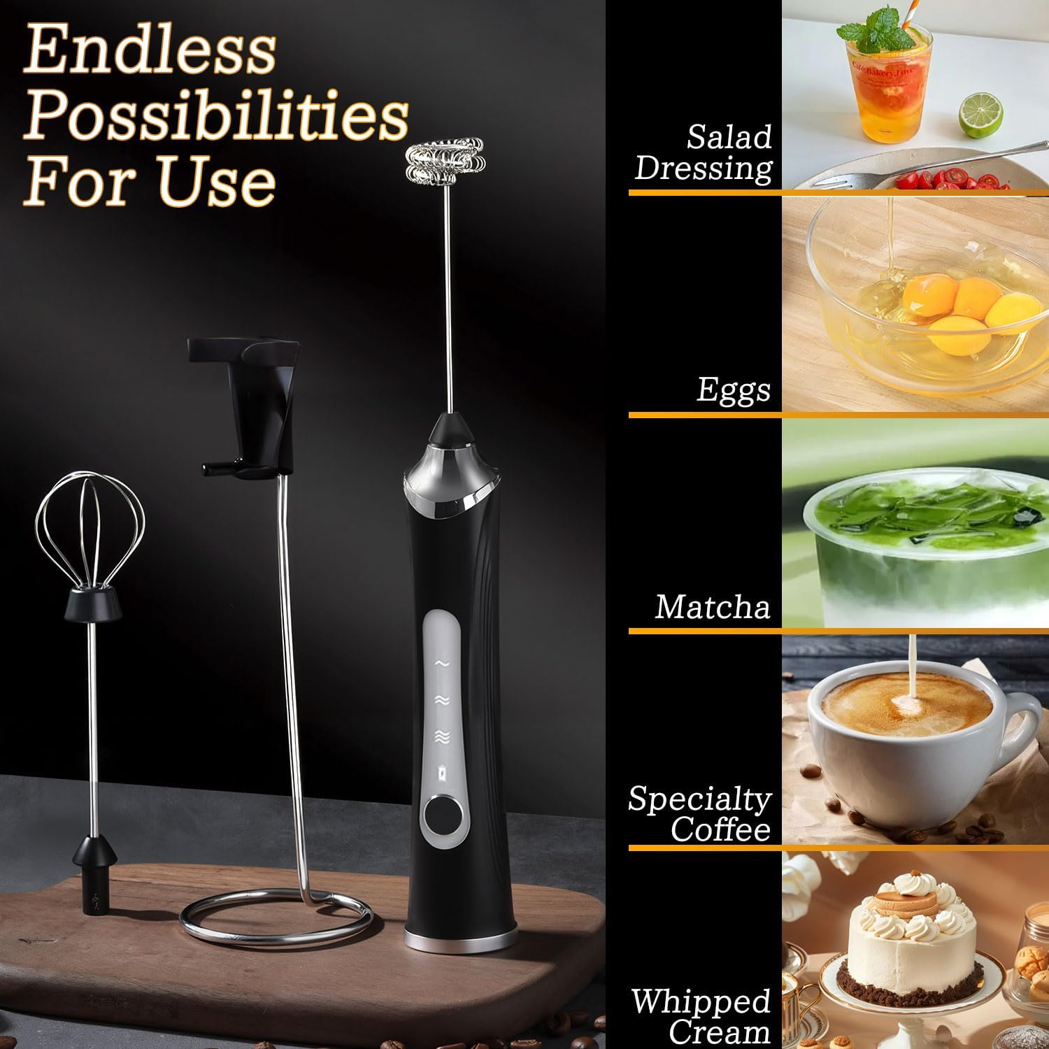 Billord Rechargeable Milk Frother Handheld - Foam Maker with Stainless Whisk for Cappuccino, Latte, Bulletproof Coffee, Hot Chocolate, Creamer, Keto Diet, Protein Powder, Matcha image number 5