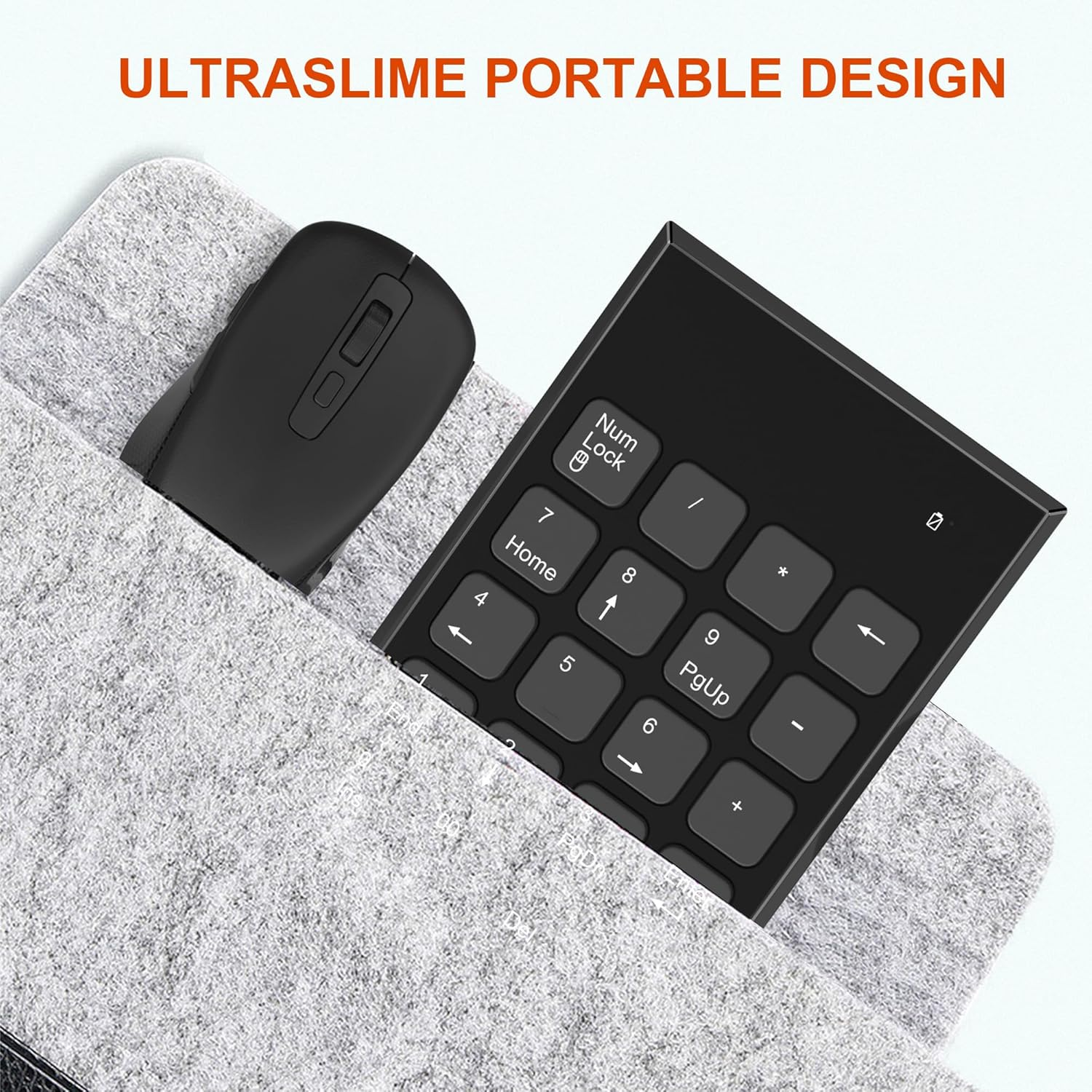Wireless Number Pad and Mouse, 19 Keys Portable Ultra Slim 2.4Ghz 10 Key USB Keypad and 3 Adjustable DPI Silent Mouse Set for Laptop, Notebook, Desktop, PC Computer - Use One USB Receiver image number 5
