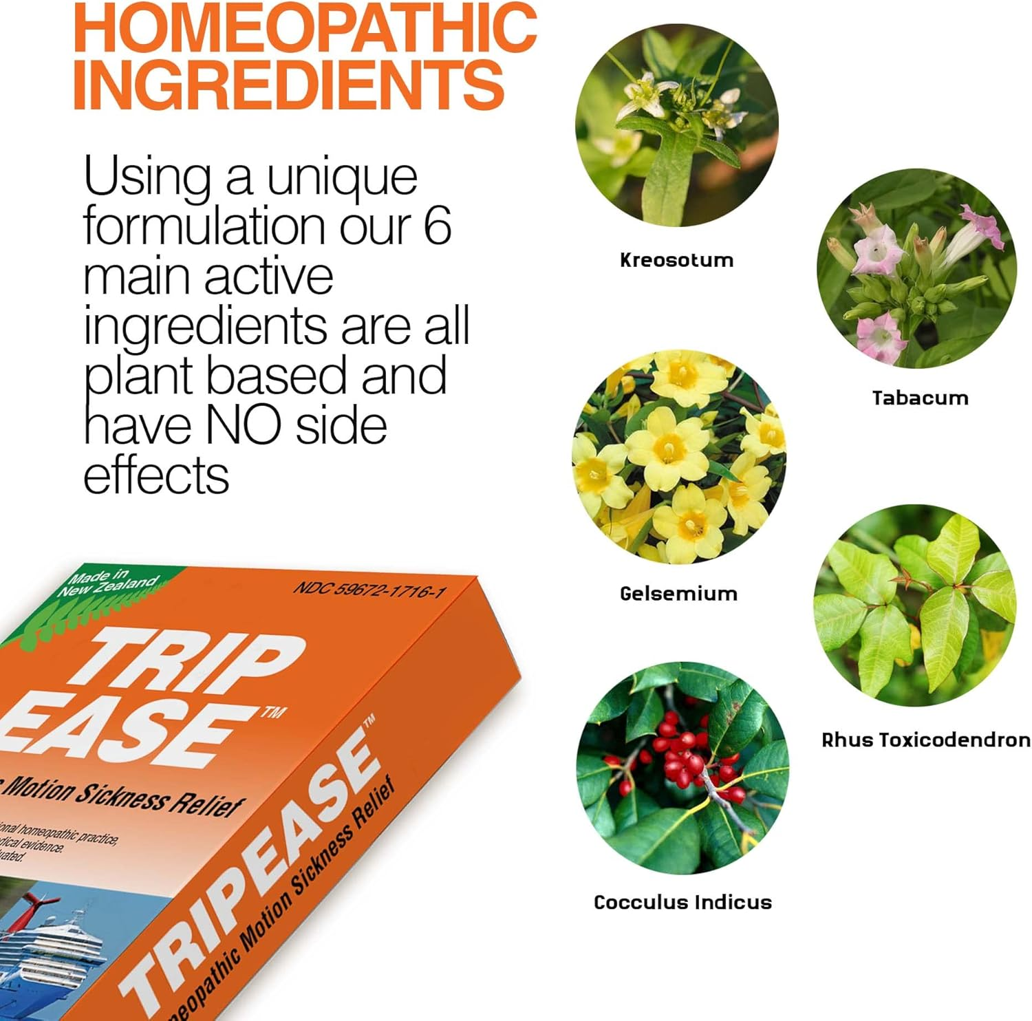 Trip Ease &ndash; Homeopathic Travel Support Tablets, Cruise Essentials for Car, Boat & Airplane Journeys (32 Tablets) image number 1