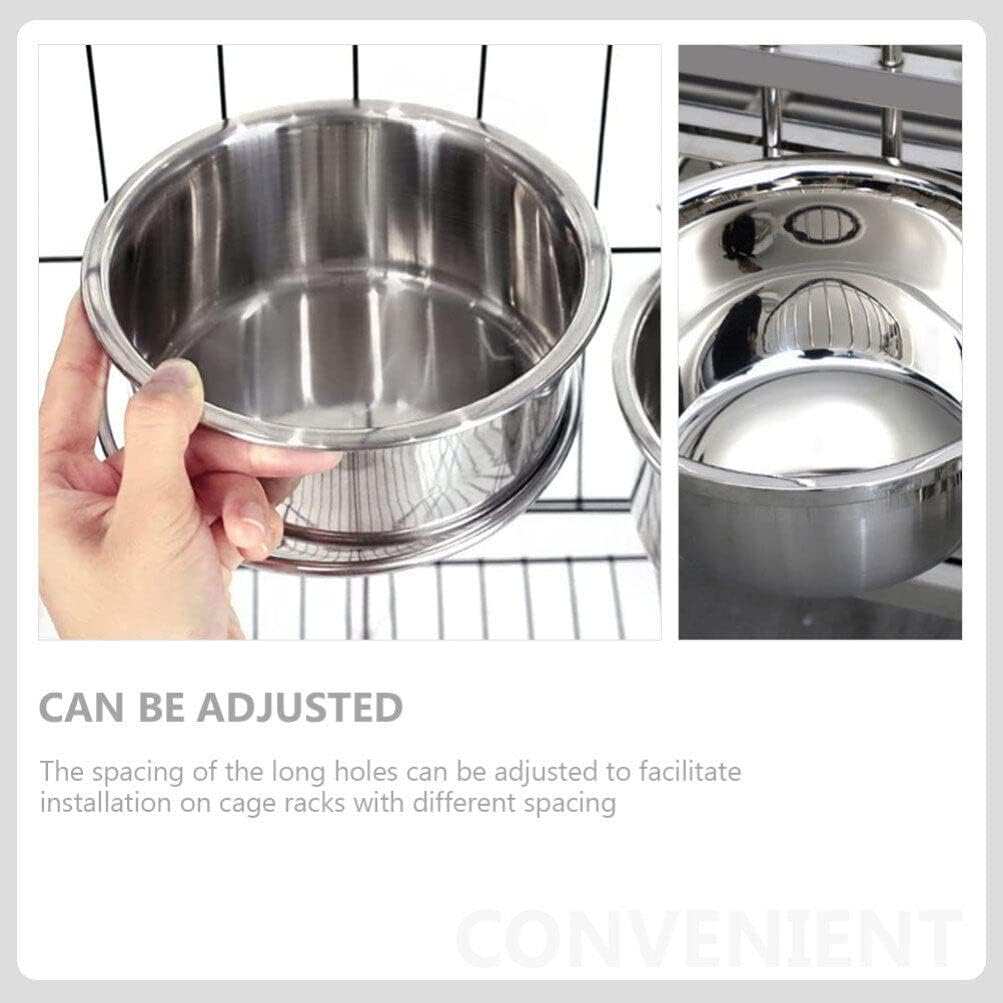 Angoily Dog Food Water Bowl for Cage Stainless Steel Dog Bowls Hanging Feeding Bowl Dog Cage Bowl Pet House Hanging Feeding Bowls with Improved Clamp Holder Leak-Proof Hanging image number 5