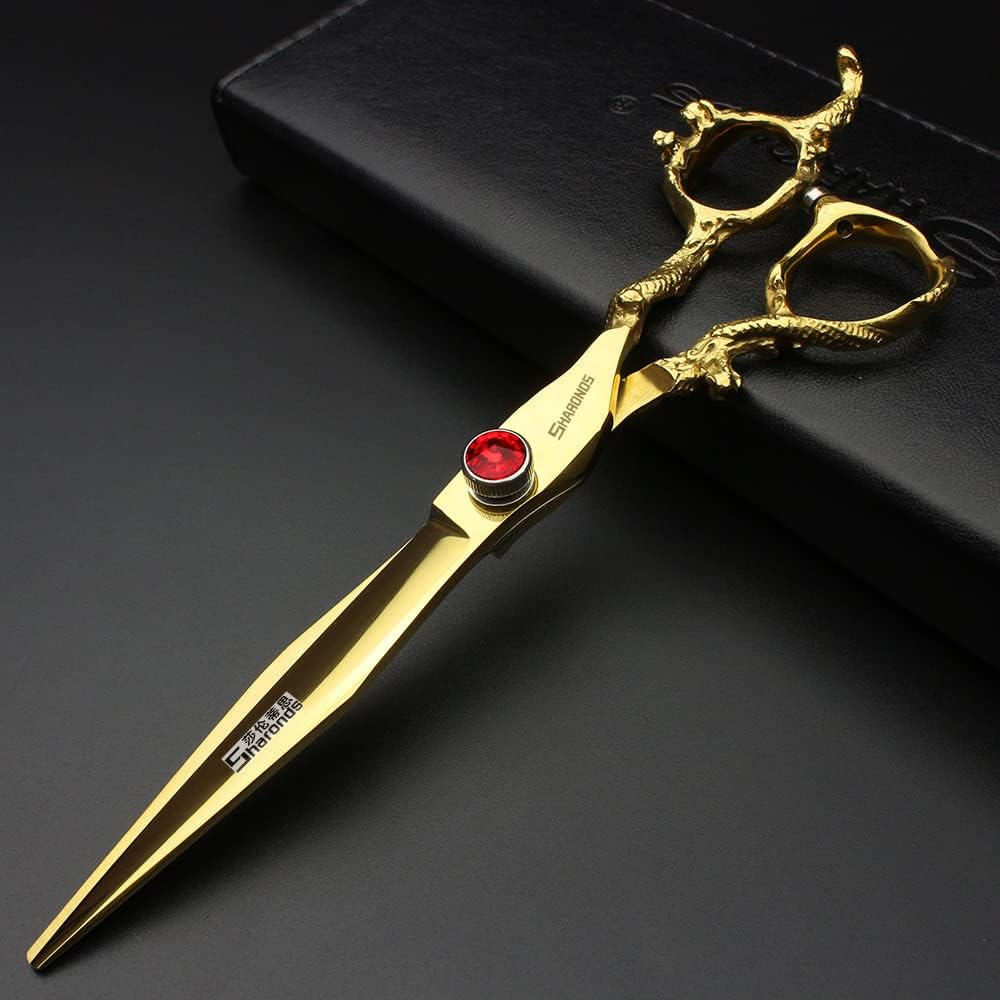 Gold 6/78/9 Inch Professional Haircut Scissors, Multifunctional Haircut Scissors Set (7 Inch Flat Scissors)