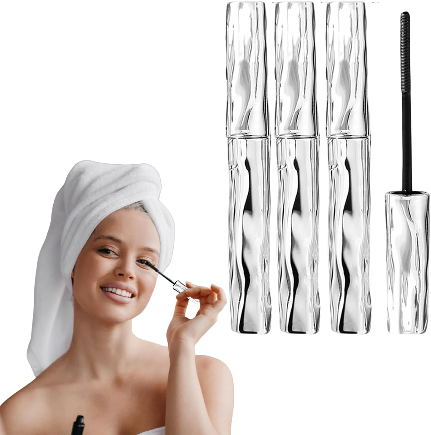 Waterproof Iron Wand Mascara for Fine Short Eyelashes - Telescopic Tubing Mascara Black for Length - Smudge Proof No Flaking No Clumping Curling and Lash Lift Effect, Hypoallergenic (8 PCS)