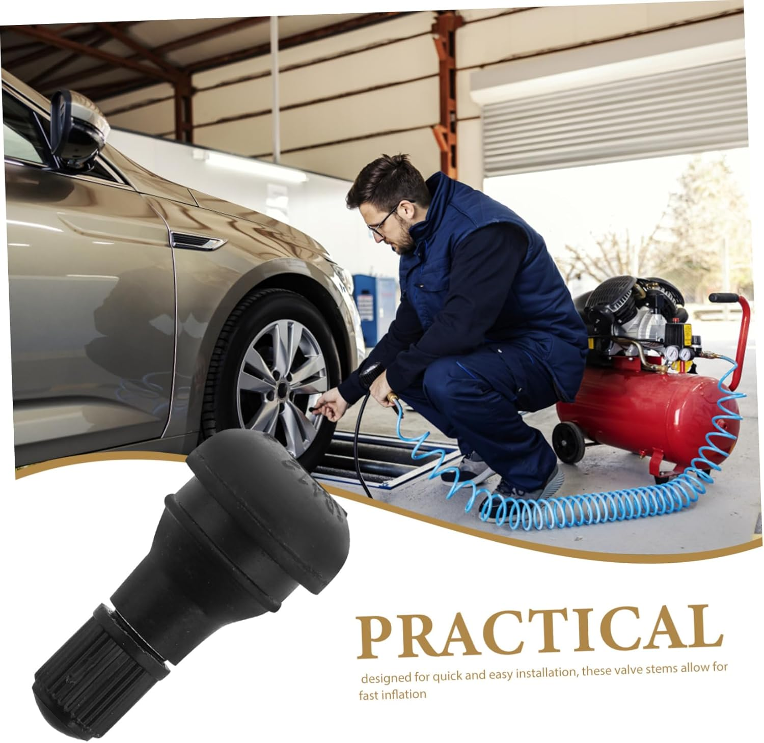 COSMEVIVI 4Pcs Tubeless Tire Valve Stems Replacement for Automotive Tires Leakproof Heavy Duty -In Installation image number 2