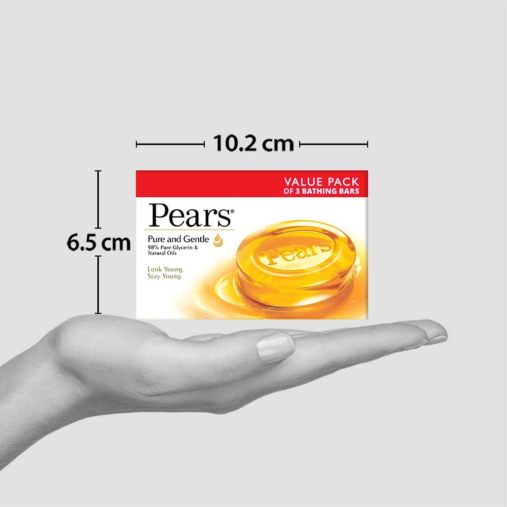 Pears Pure & Gentle Soap Bar, 3 X 125Gm image number 3