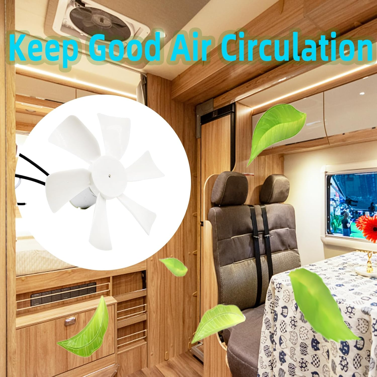 6&rsquo;&rsquo; RV Vent Fan Motor & Fan Blade Replacement, 12V D-Shaft RV Vent Motor Compatible with Heng'S, Elixir, Jensen, Jayco,Toyota Dolphin RV image number 1