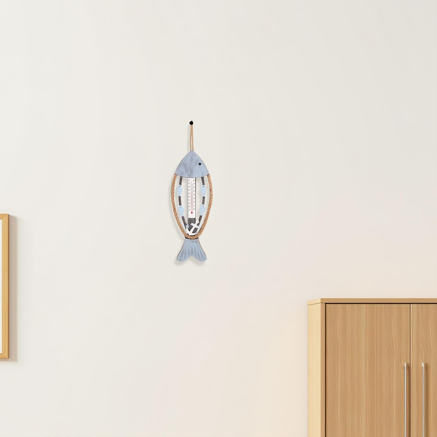 COHEALI Vintage Fish Bone Wall Thermometer Rustic Wooden Temperature Gauge for Coastal Living Bedroom Hotel Hallway Beach Theme Decor with Craftsmanship and Accurate Indoor Temperature image number 4