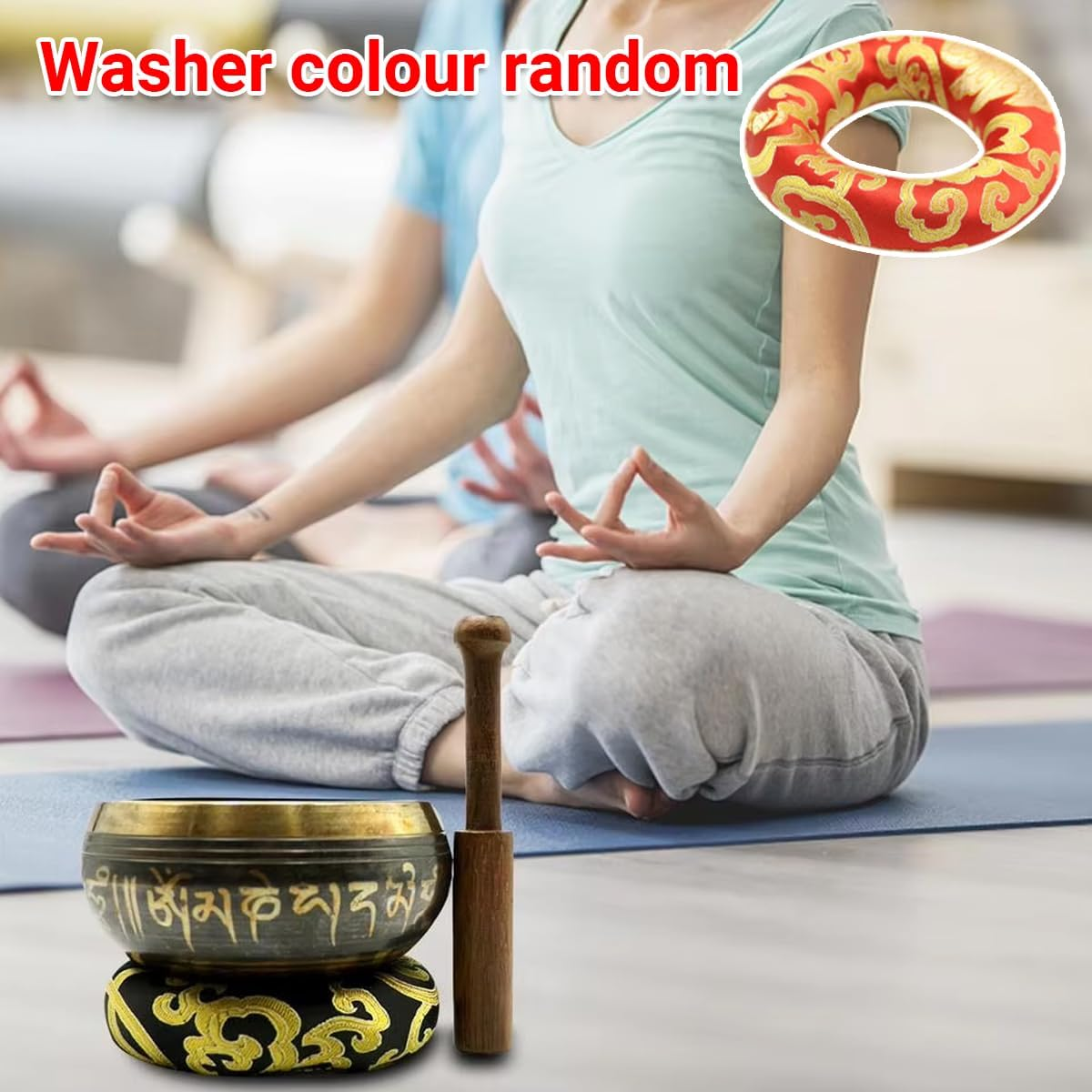 AIMALL 3.15In Tibetan Singing Bowl Set Handmade in Nepal with Mallet and Cushion for Meditation, Healing, Yoga, and Mindfulness Brass Buddha Voice Bowl image number 6