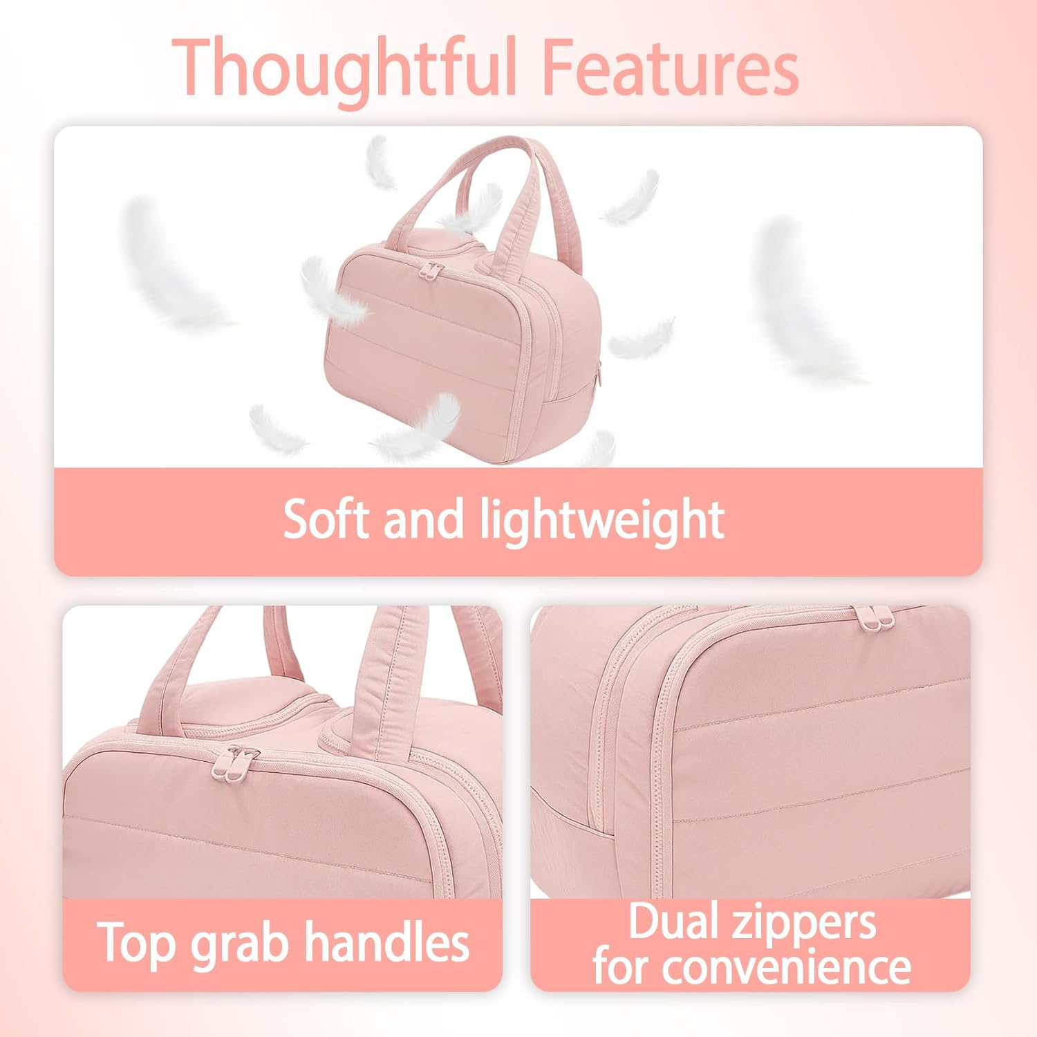 Travel Toiletry Bag, Pink Wide Opening Makeup Bag with Large Capacity, Compact Size 23X10X18Cm, Ideal for Women Travelling with Cosmetics and Toiletries image number 2