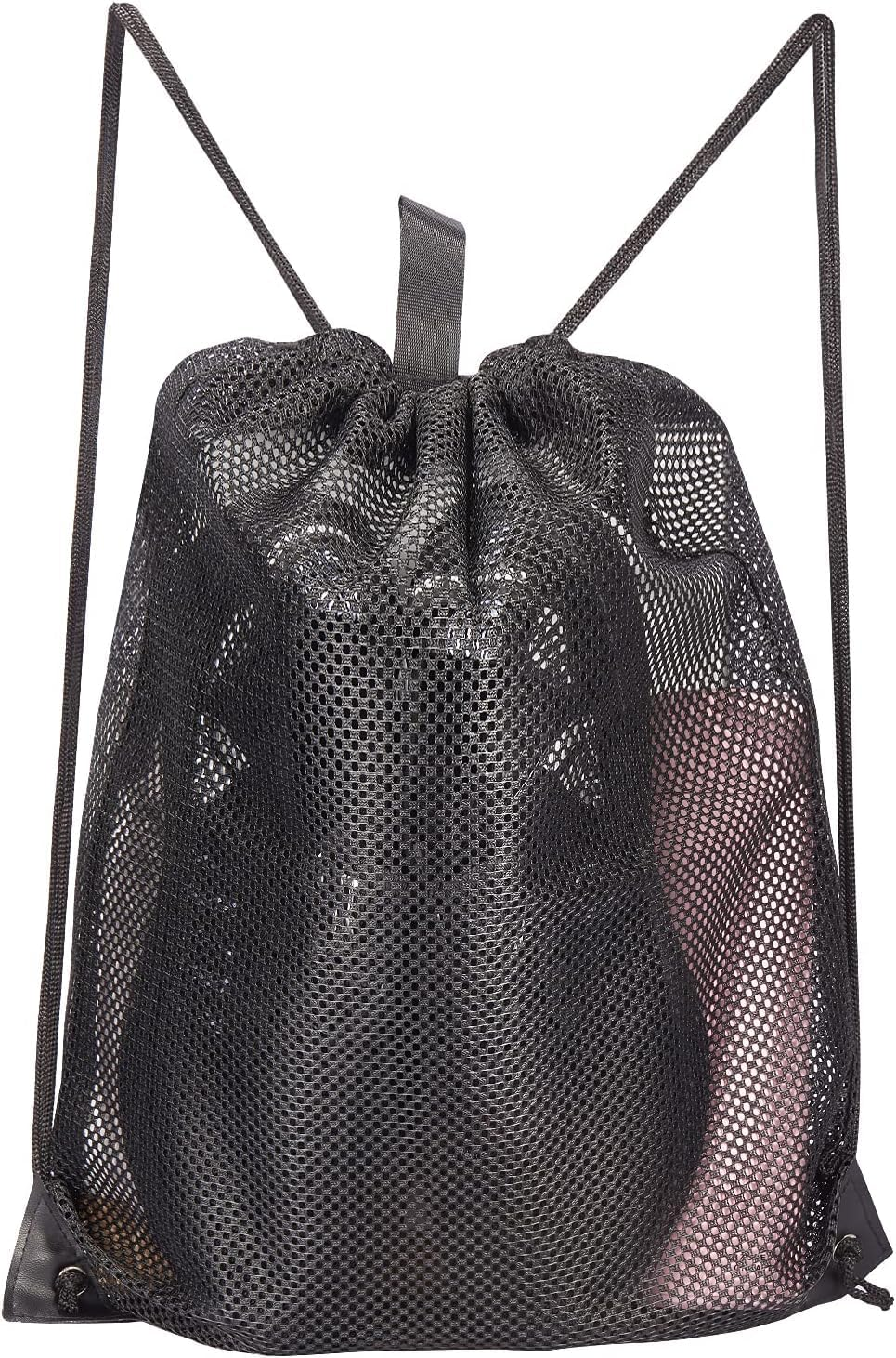 2-Pack Mesh Drawstring Bag, Mesh String Bag for Gym Laundry Seashell and Beach Finds, Mushroom Hunting Bag (Black, One Size) image number 3