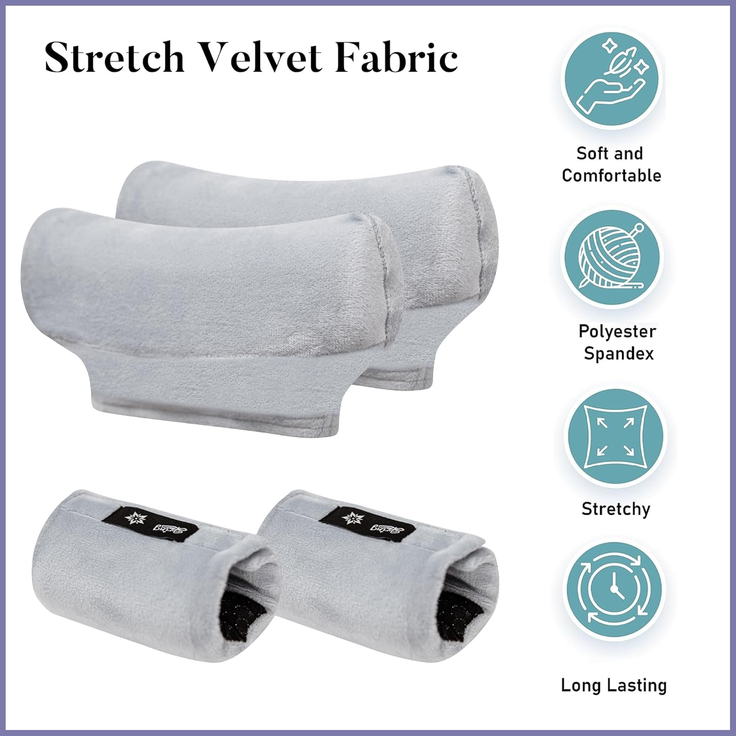Spring Seaon Velvet Crutch Pads Underarm Padded Cushion Covers Non Slip Crutch Accessories (Gray) - Gray image number 6