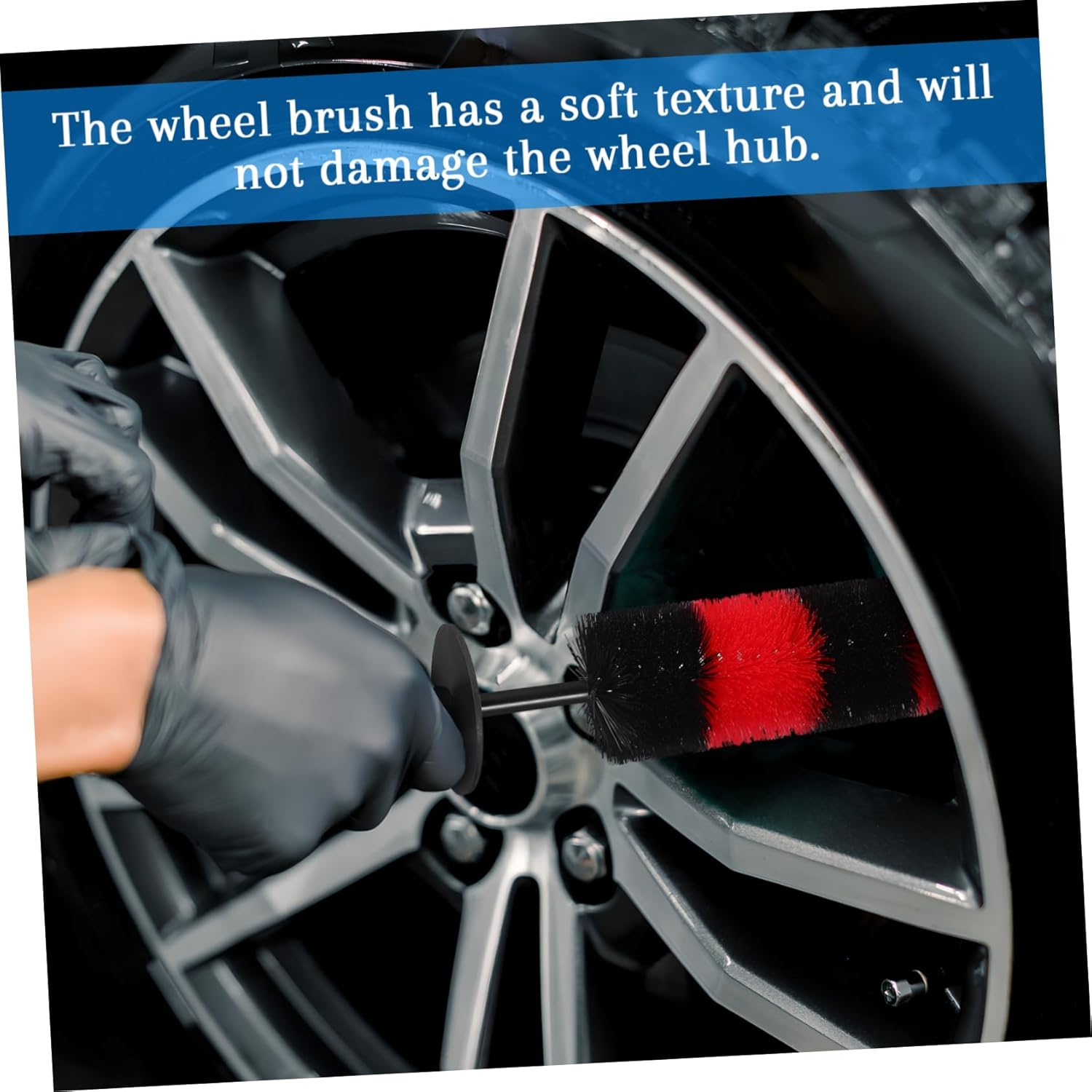 HOLIDYOYO Car Wheel Cleaning Brush Small Size Hub Cleaning Brush for Vehicle Detailing Car Wash Kit with Handle for Automotive Rim and Tire Care image number 1