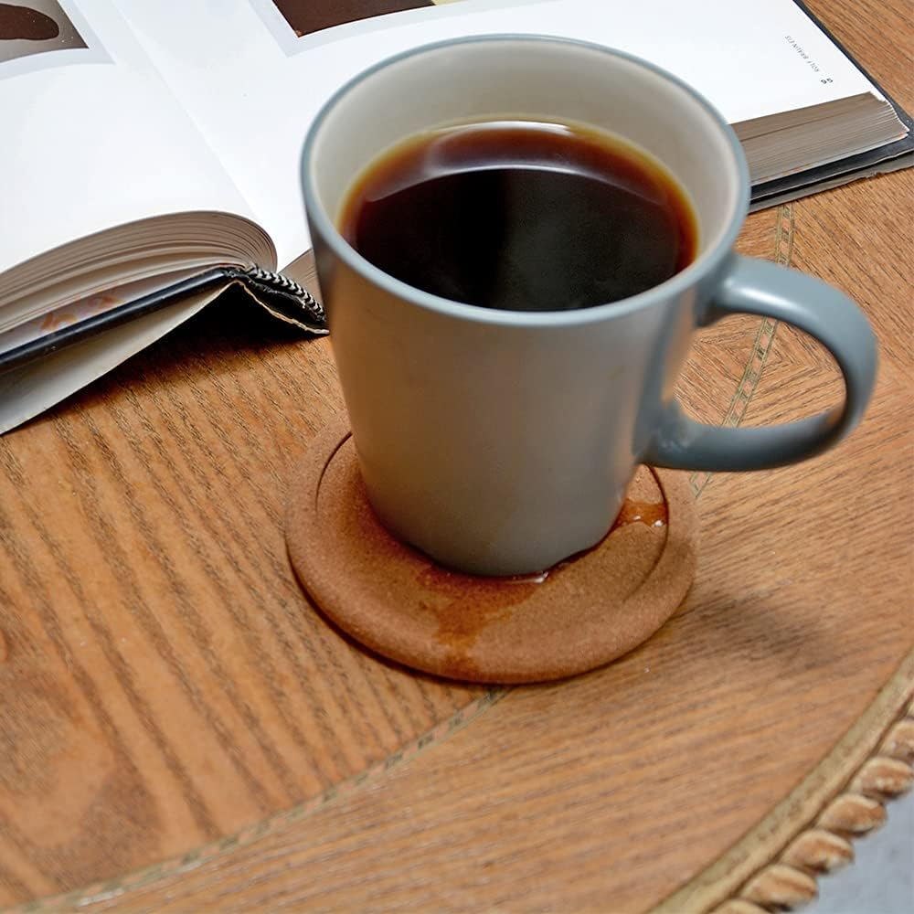 Natural round Cork Coasters for Drinks with Lip Edge Absorbent Heat and Water Resistant Reusable Durable Saucers for Bar Glass Cup/Mug Coffee Coasters (2, PCS) image number 5