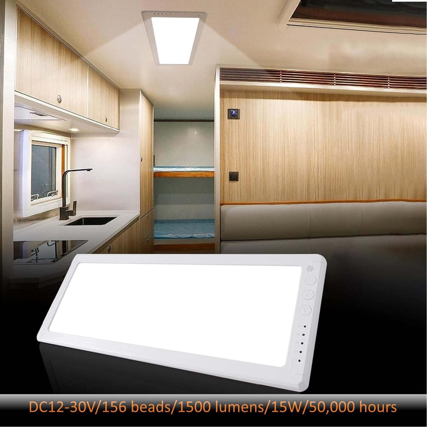 12V/24 RV Lights Interior,156Leds 15W 1500LM 3 Color Dimmable Super Bright LED Ceiling Dome Light Panel Light for Caravan Camper Travel Trailer Motorhome Sailboat Yacht image number 3