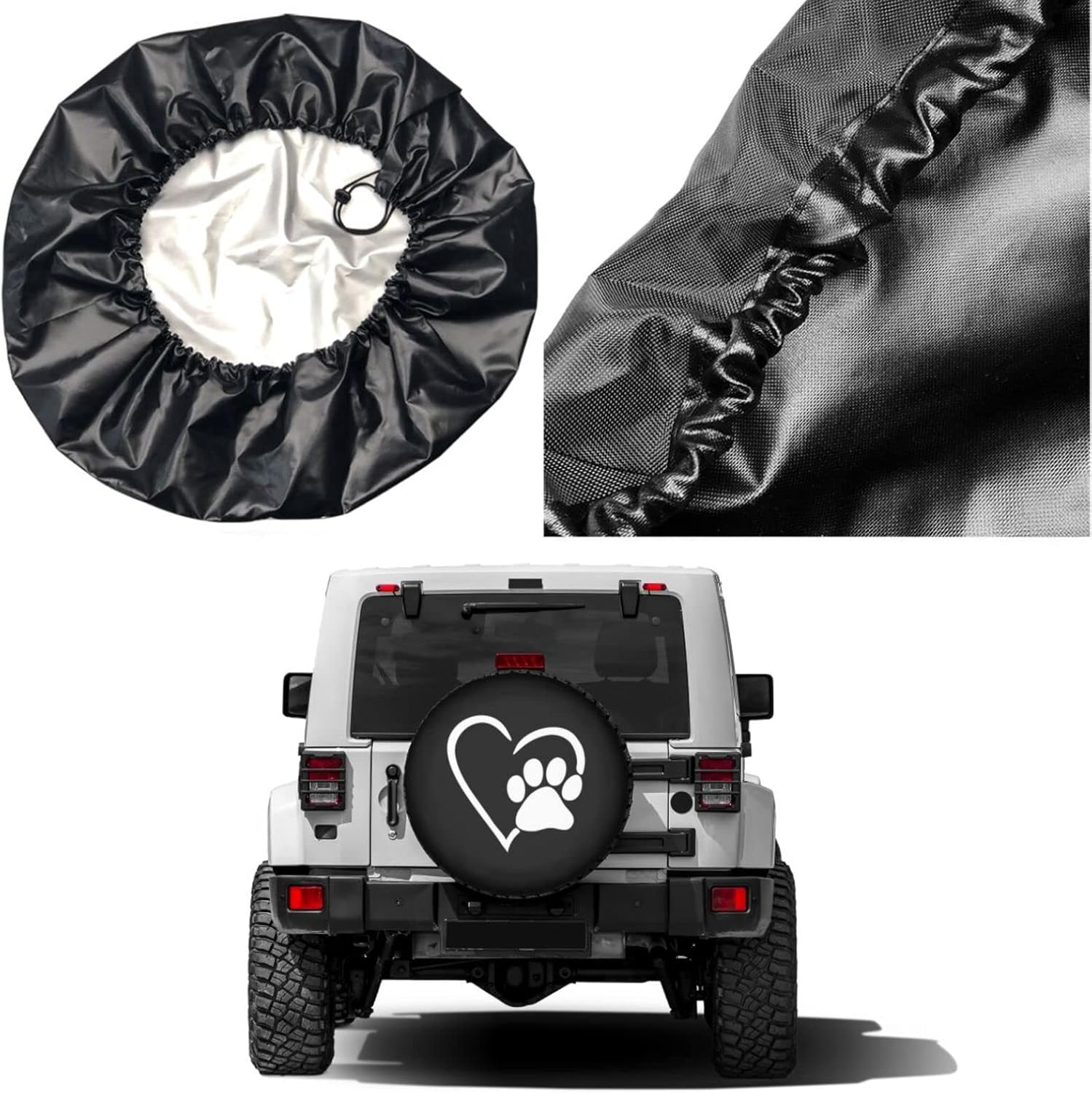 Foruidea Dog Pet Paws Love Heart Spare Tire Cover Dust-Proof Wheel Tire Cover Fit Trailer, RV, SUV and Many Vehicle 15 Inch image number 4