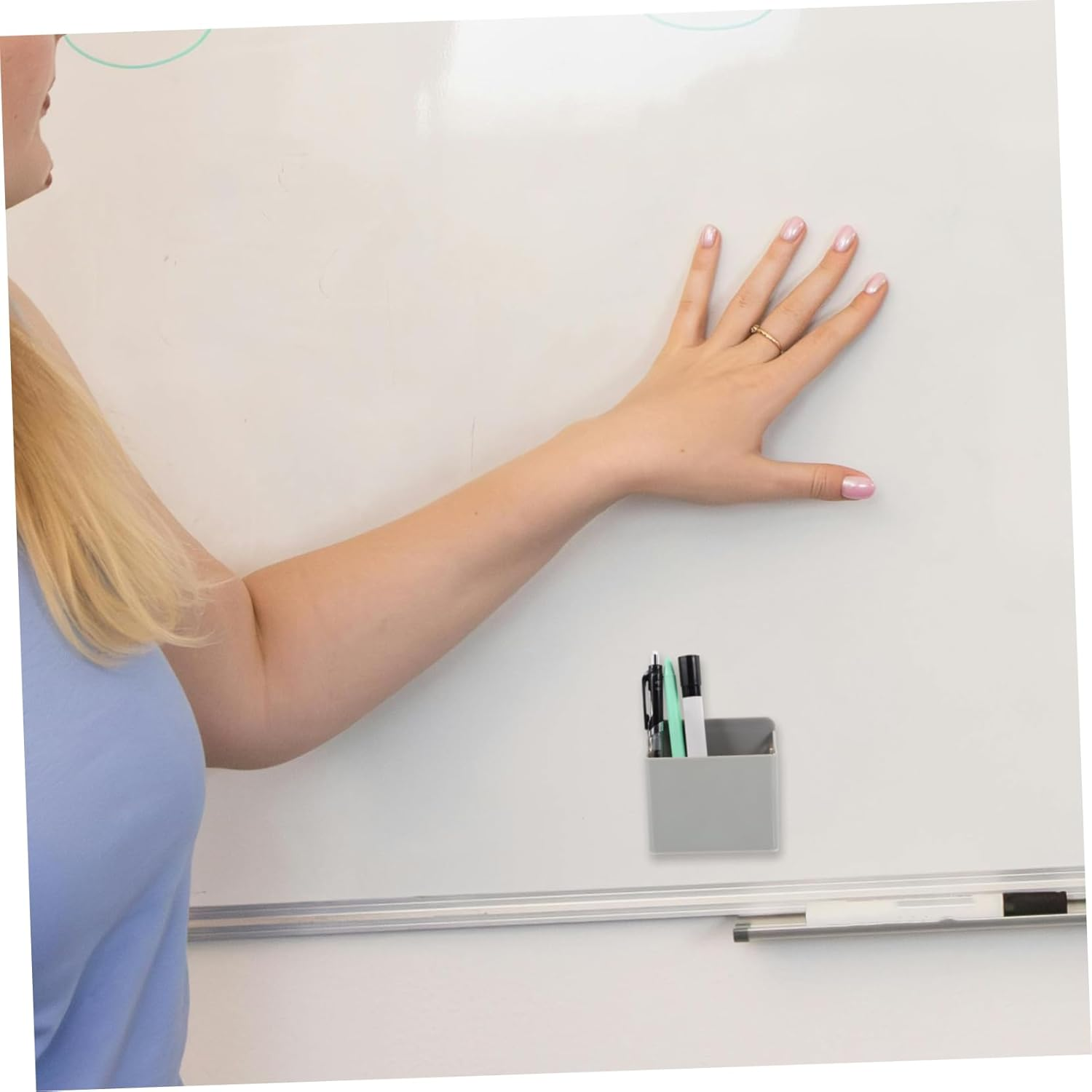 OFFSCH 2Pcs Magnetic Pen Holder for Desk Whiteboard Refrigerator Office Accessories image number 4