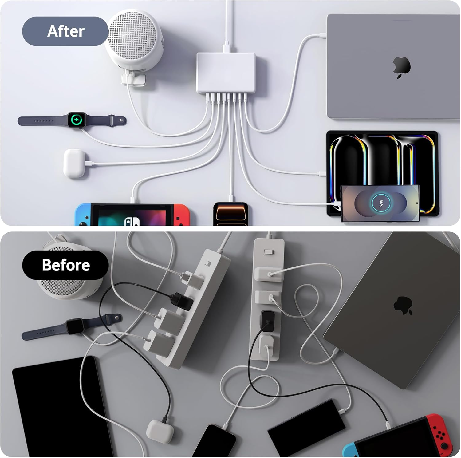 USB C Charger 260W USB C Charger Block,Upgraded Gan III 8-Port Fast Charging Station Hub,Pd 100W 65W 45W 25W 20W Laptop Charger Adapter for Macbook Pro/Air,Dell,Steam Deck,Iphone 17/16,Galaxy S24/23 image number 4