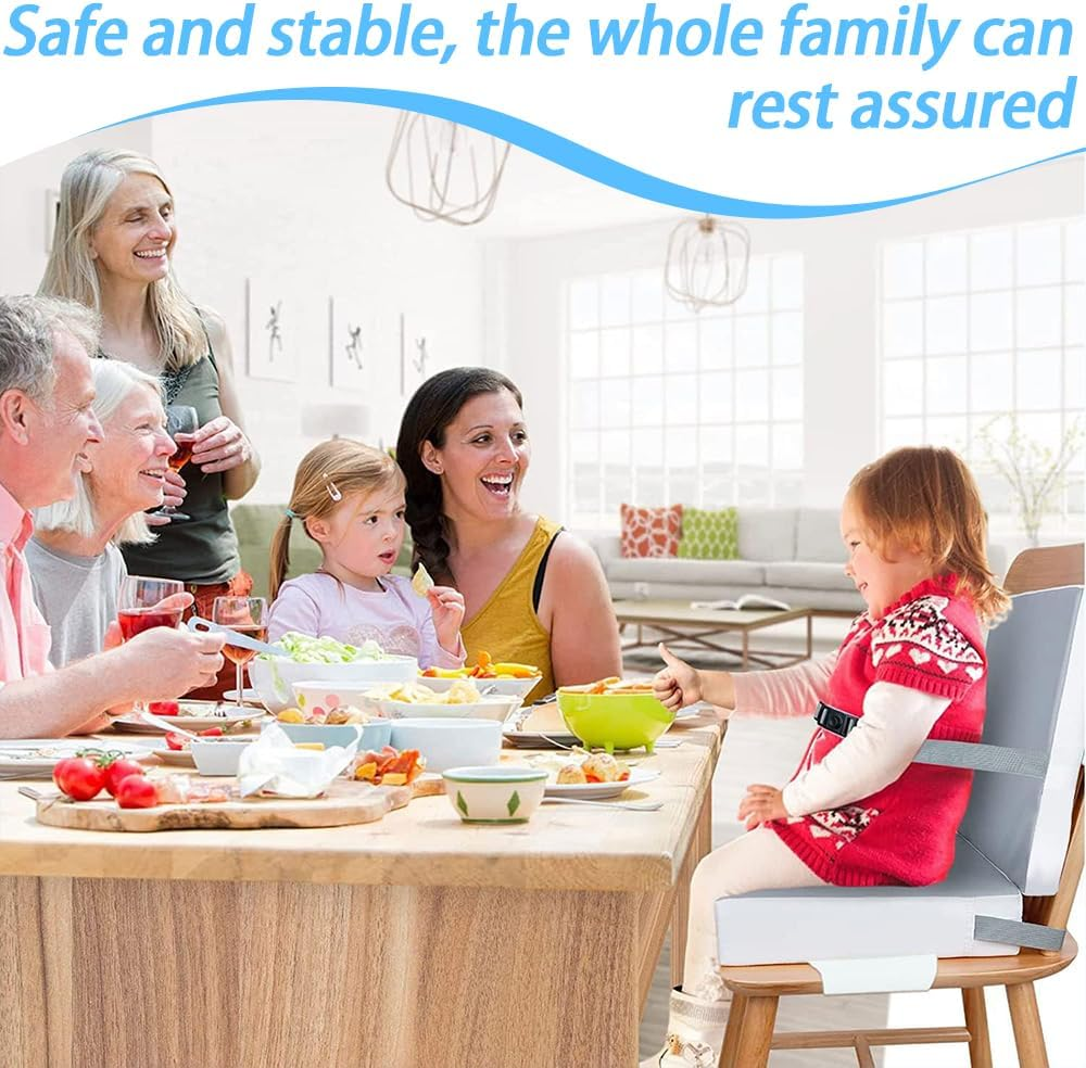 Portable Toddler Booster Seat,Increasing Booster Cushion,Adjustable Seat Belt,Removable Chair Booster,Seat Pad,Soft Seat Mat,For Dining,Learn,Camping,Play image number 3