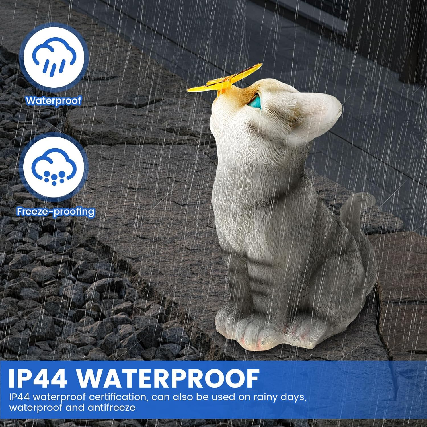 Resin Cat Solar Lamp IP44 Waterproof Decorative Solar Light, Solar Lanterns Outdoor, Novelty Garden Ornament for Patio, Yard and Home Decor image number 4