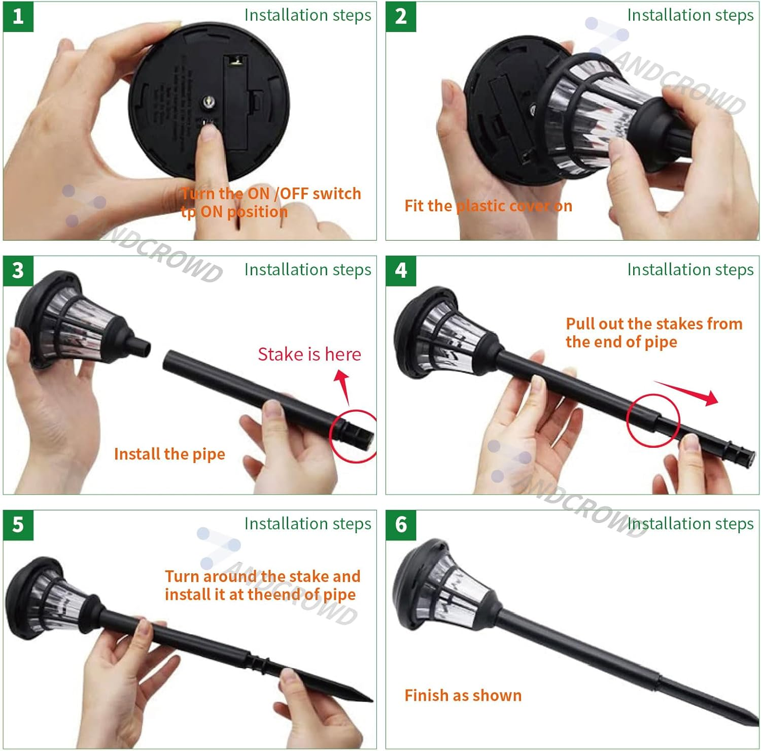 1805 LED Landscape Lights with Four Light Color Automatic Changes, Solar Outdoor Lights for Patio, 4 Packs of Outdoor Solar Lights with Unique Changing Light and Shadow Effects image number 6