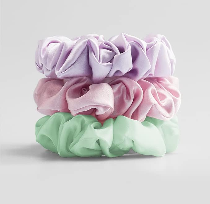 Townssilk Silk Skinnie Scrunchies 100% Pure 22 Momme Mulberry Silk Hair Ties for Women Hair Friendly Luxurious Elastic Scrunchies Set(5 Scrunchies Black)