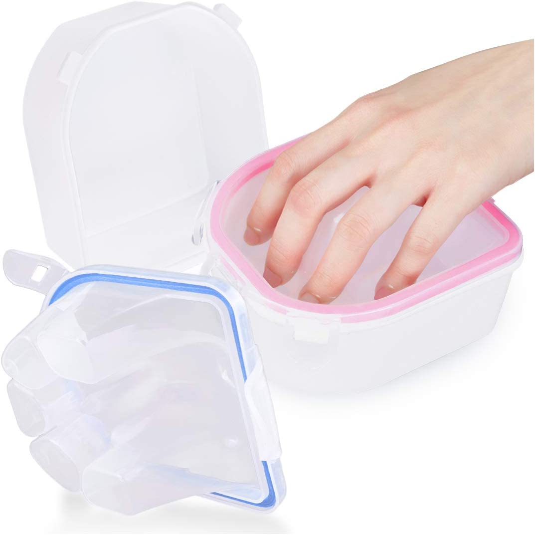 Kalevel Set of 2 Nail Soak off Bowl Nail Soaking Polish Remover Tray Manicure Spa Bowl Soaker Acetone Safe Pink Blue image number 3