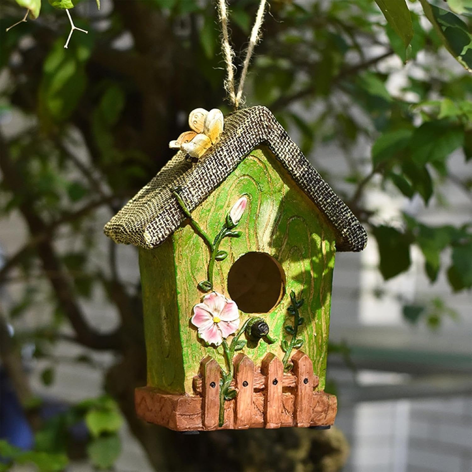 Bird Houses for Outside,Resin Garden Bird House | Colorful Nesting Box, Decorative Pet Cottage, Garden Decoration, Tree Mount Ornaments for Porch image number 3