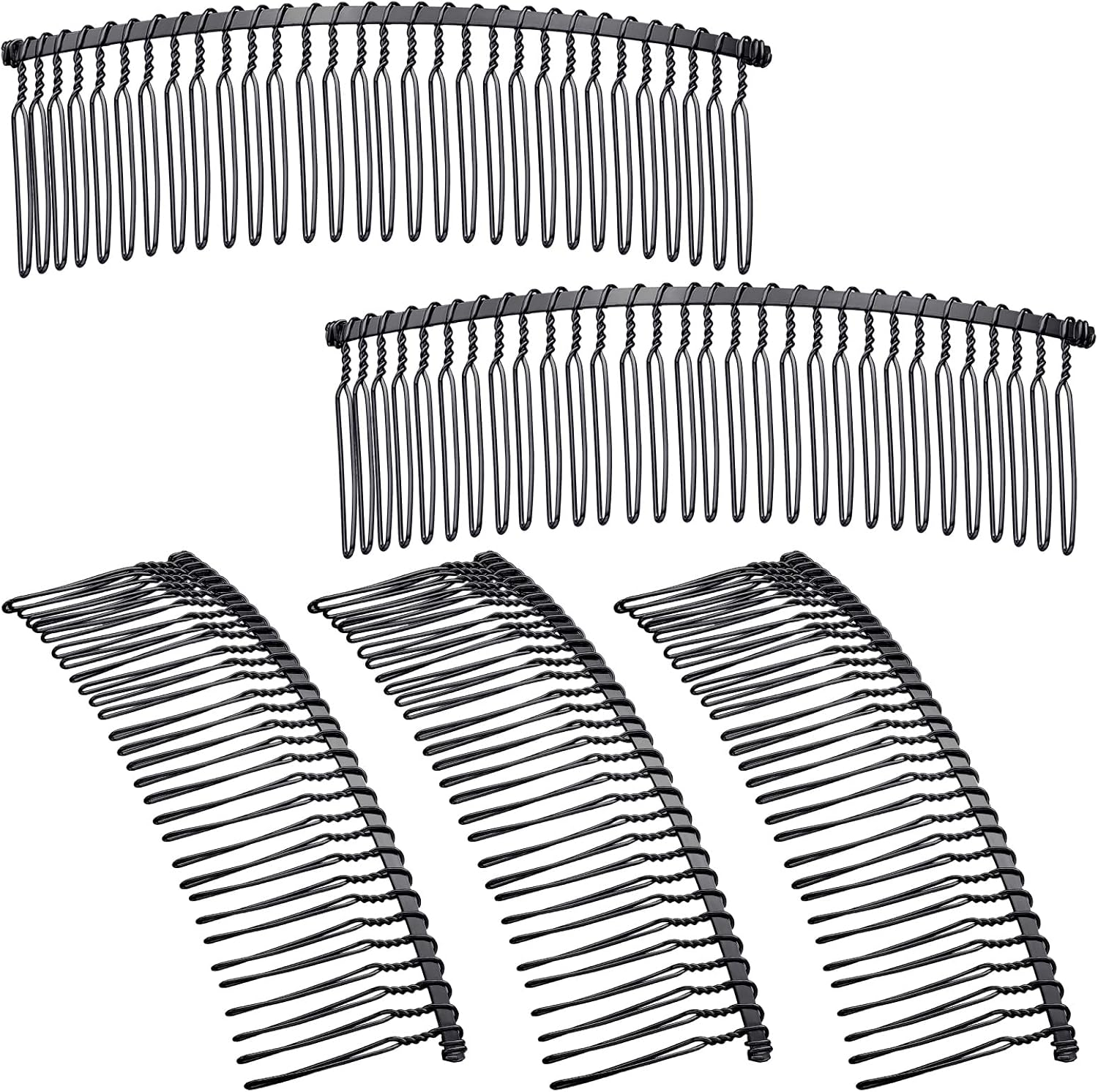 Hicarer 5 Pcs Black Metal Wire Hair Combs, 30 Teeth Wire Twist Bridal Wedding Veil Combs image number 2