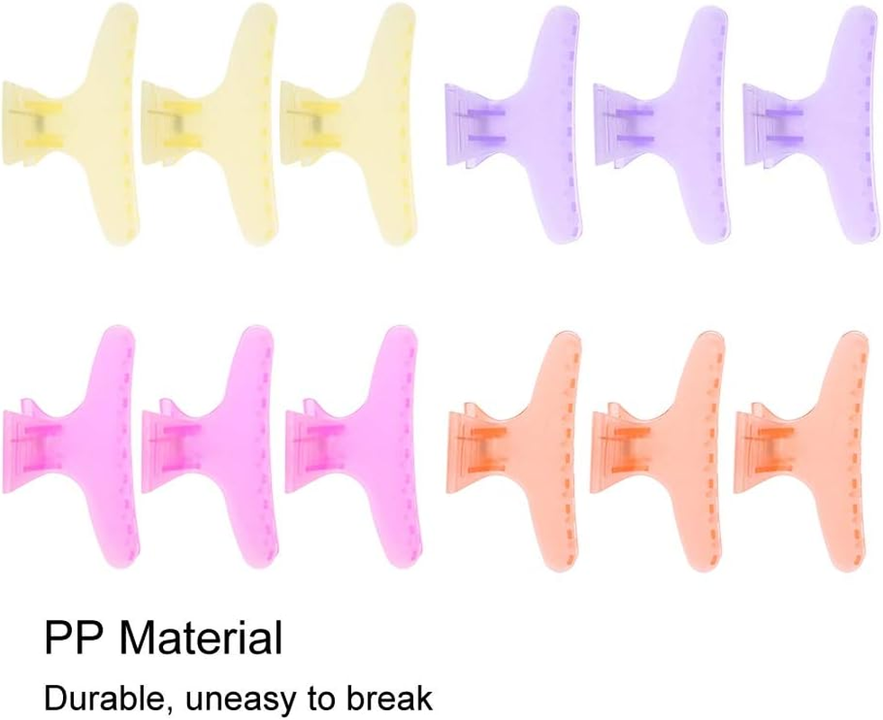 12 Pcs/Set Butterfly Holding Hair Clip, Salon Hair Clip, Hair Section Claw Clips, Hairdressing Tool (Crystal Hair Clip) image number 3