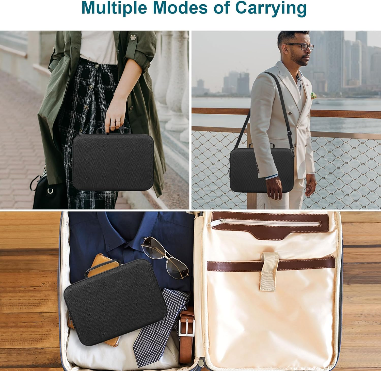 Canboc Carrying Case for Canon EOS Rebel T7/ R50/ R50 V/ R6 Mark II/ R100/ R8/ R7/ R5/ 90D/ 5D Mark IV DSLR Camera and 18-55Mm Lens, Camera Bag with 5 Pieces of Dividers and Shoulder Strap, Black image number 3