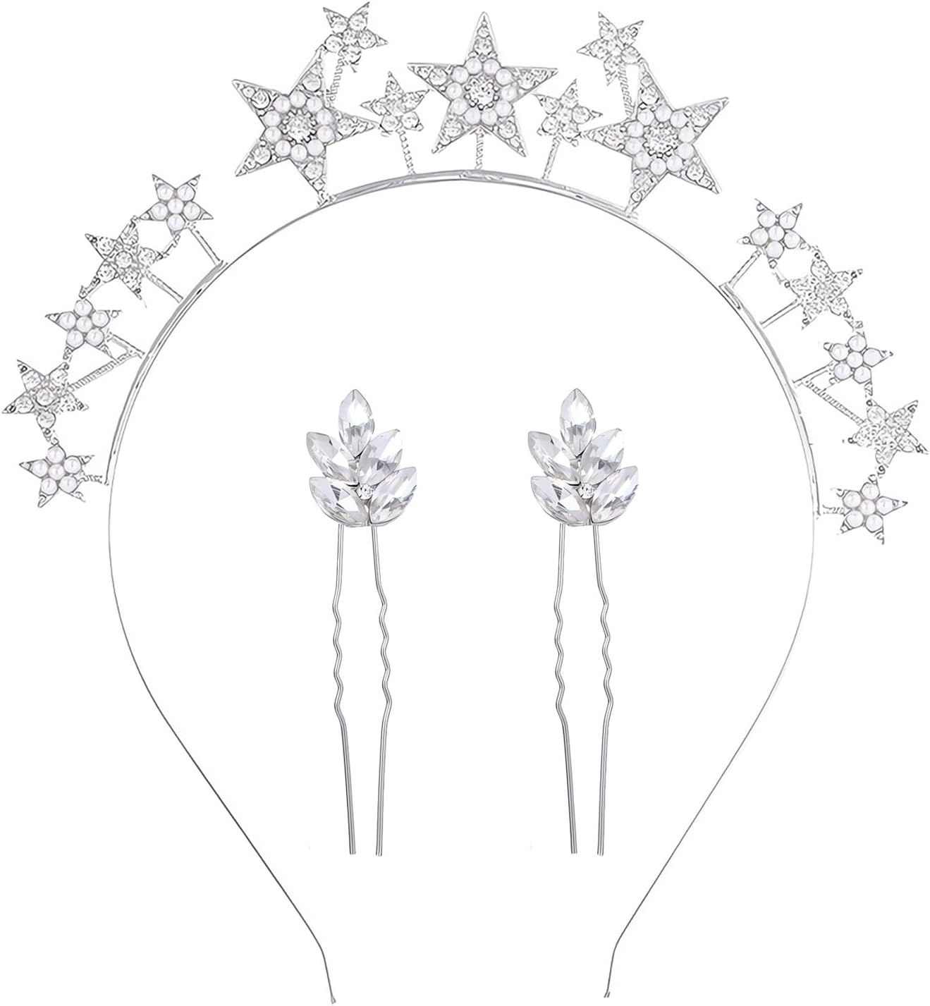 RTRTGS Star Headband Rhinestone Hair Band Carnival, Hair Band Stars, Crown with Haly Layer, Headband Sun Rays, Goddess Hair for Wedding Christmas - Headpiece for Women and Girls image number 2