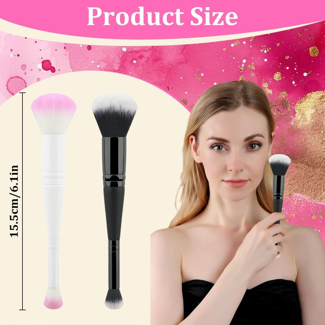 Stain & Tint Blending Brush, Liquid Blush Brush for Effortless Blending and a Flawless Finish, Set and Application of Liquid, Creams and Powder Cosmetics, Pack of 2 image number 1