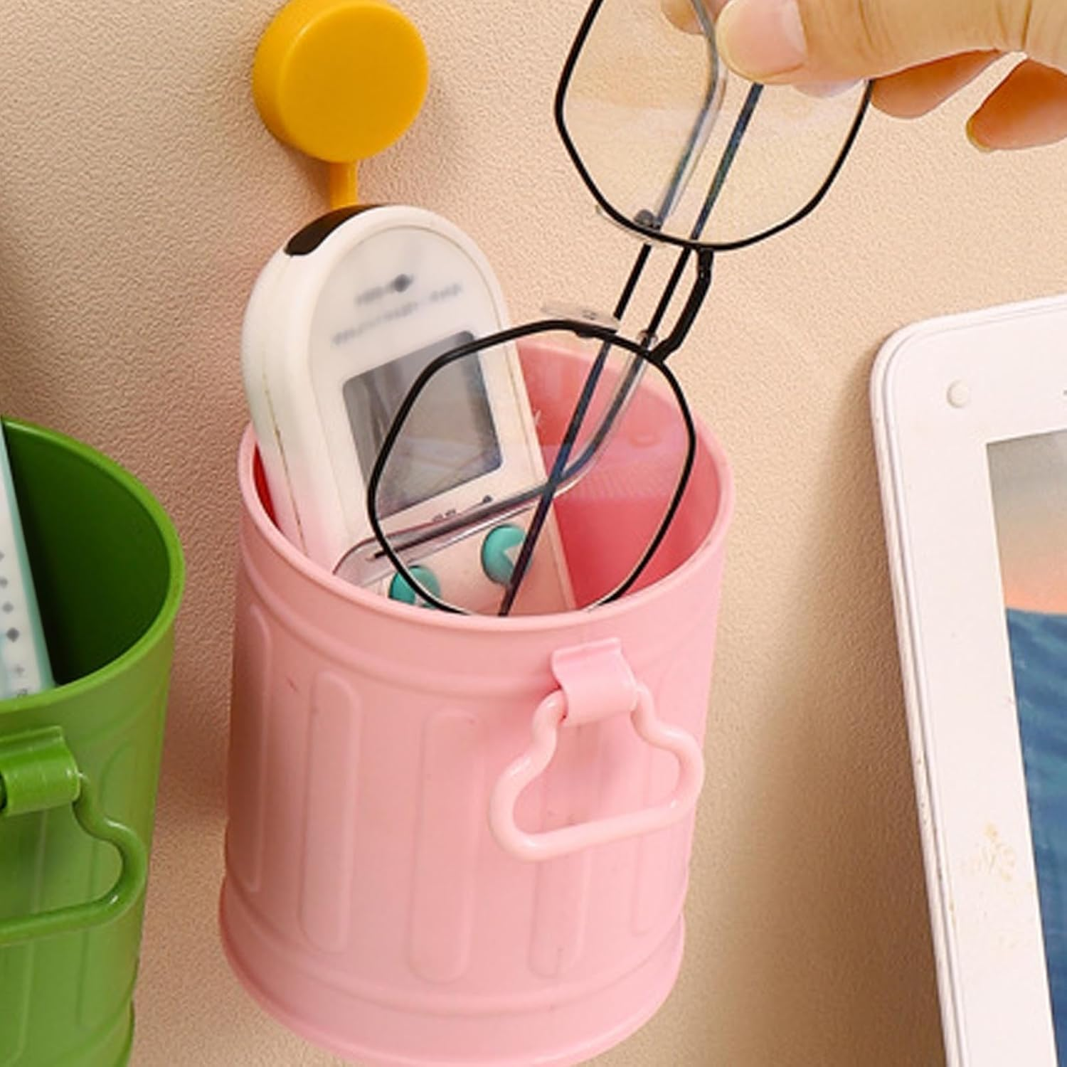 Asixxsix Pen Holder, Plastic Pencil Holder Cute Large Capacity Pen Cup Practical Makeup Brush Cup Versatile Desk Organizer for Office, School, Home and Stationary Supplies (Pink) - White image number 4