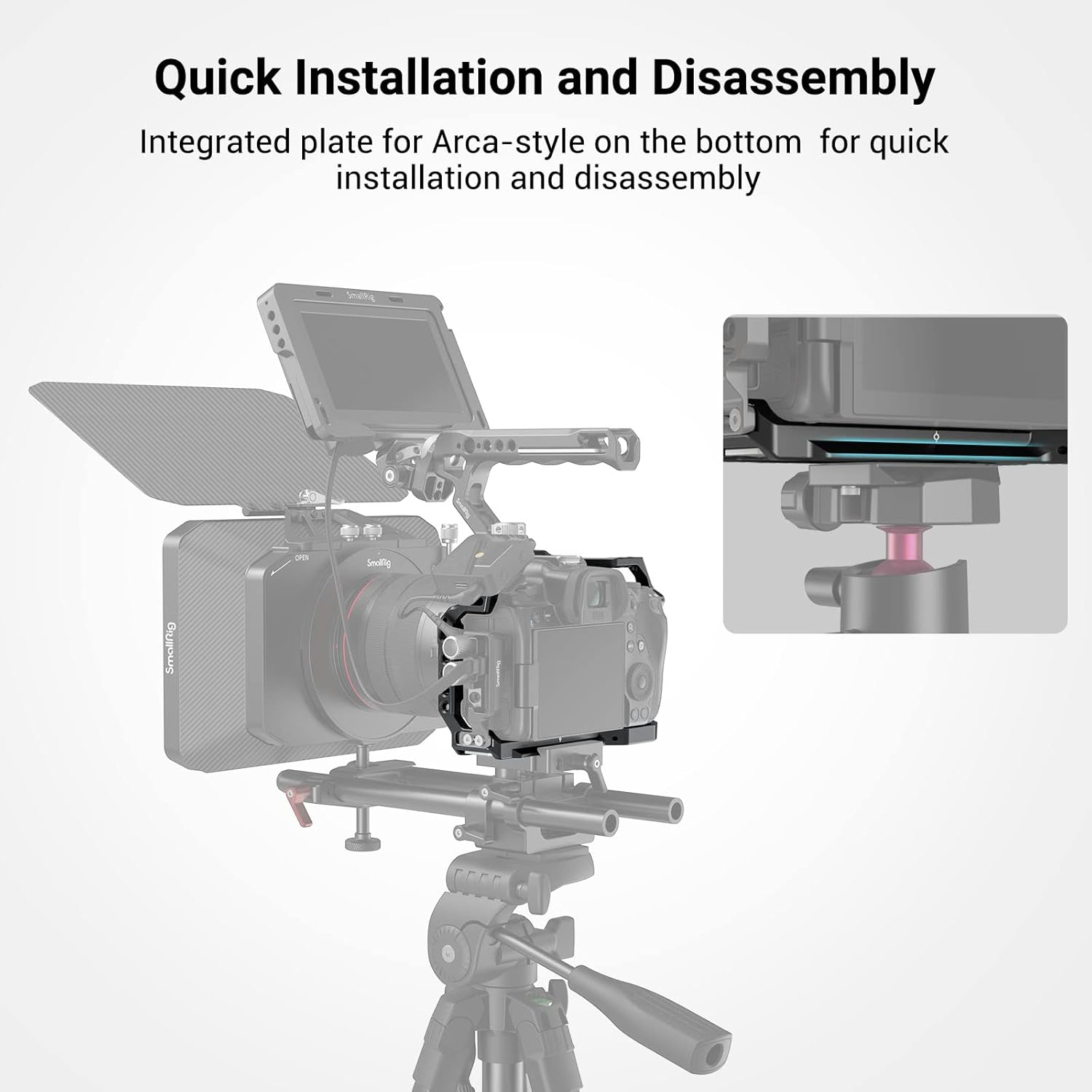 Smallrig R5 / R5 C / R6 Cage for Canon R5 R6 R5 C, Aluminum Alloy DSLR Rig Stabilizer with Cold Shoe, 1/4"-20 and 3/8"-16 Threaded Holes for Filmmaking, Video Shooting 2982B image number 1