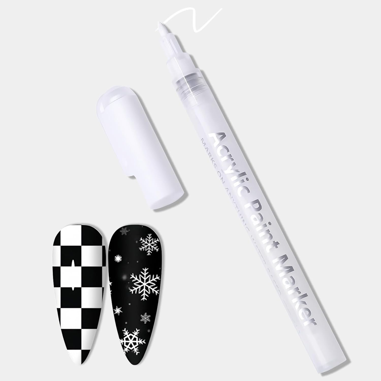 Quick Dry Fine Tips Nail Art Pen, Nail Varnish Pens for DIY Manicure, Nails Drawing Pen for Diy,White Nails Pencil, French Tip Stamp Pens, Manicure Tools(White) image number 2