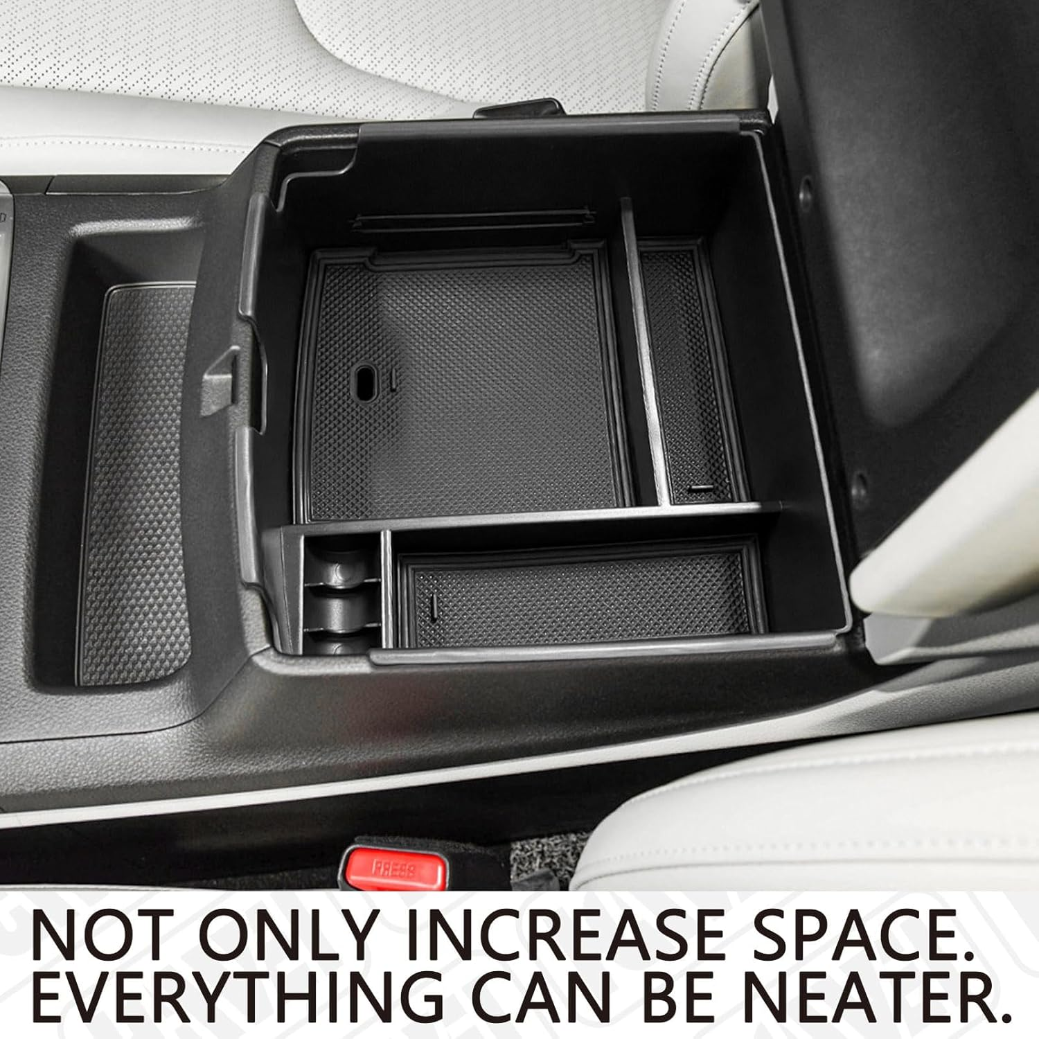 Center Console Organizer Compatible with Kia Carnival KA4 MPV 2022 2023 2024 Accessories Armrest Storage Box, Secondary Insert Tray Coin Holder, Black image number 2
