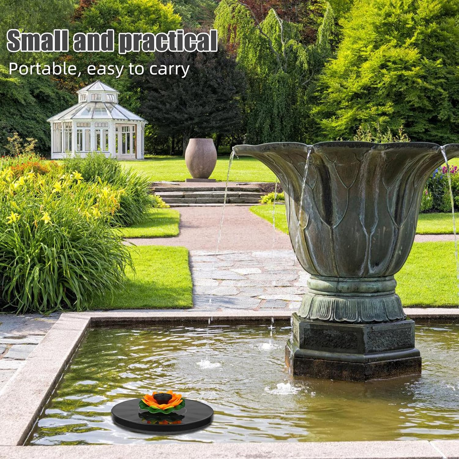 COHEALI Solar Powered Lotus Floating Fountain Easy Install Outdoor Water Feature for Bird Bath Garden Pool Vibrant Decorative Solar Fountain with Automatic Operation image number 1