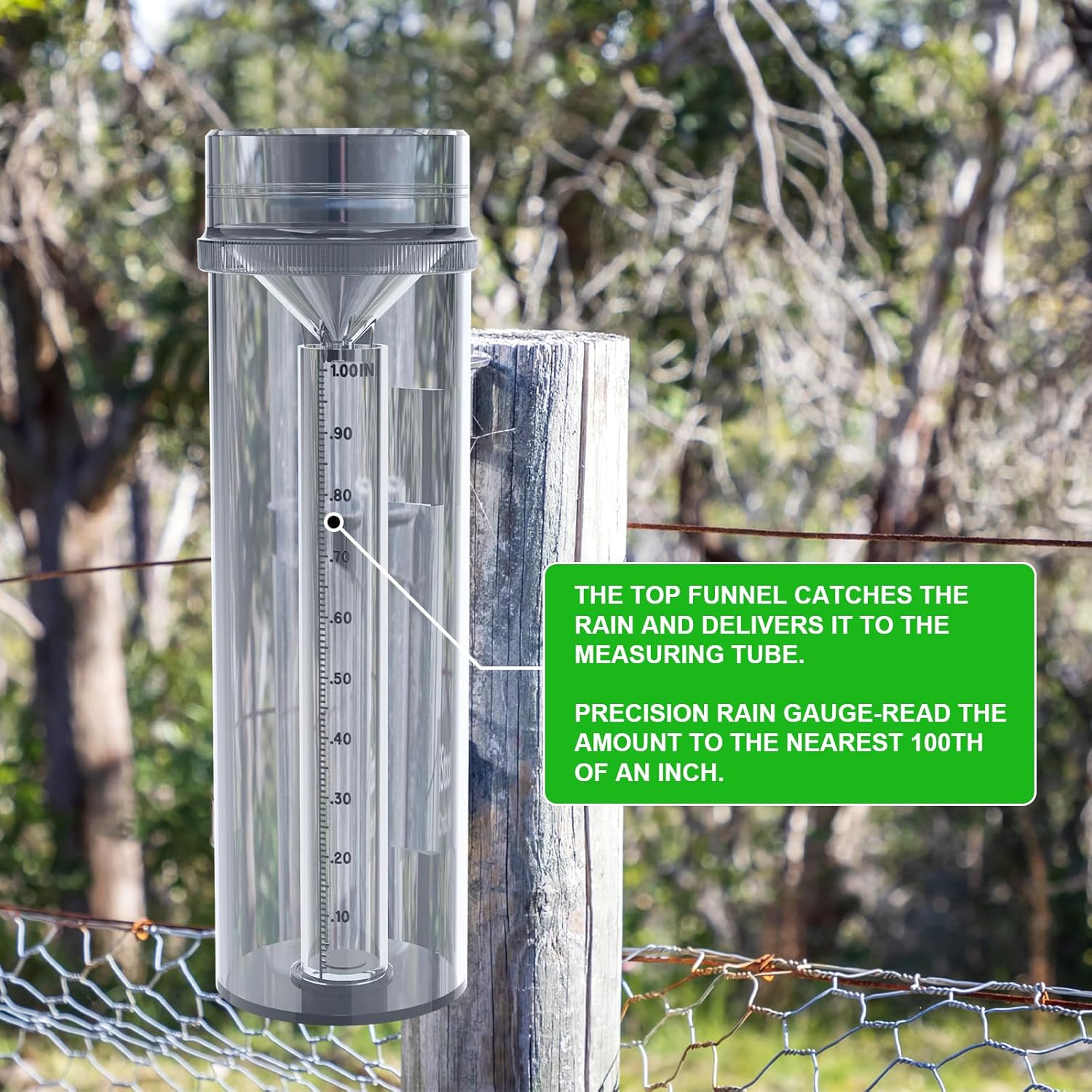 Precise Rain Gauge with Mounting Bracket, Outdoor Rain Gauge Accurate to 1/100Th of an Inch, Made of UV and Heat Resistant Polycarbonate Material for All Weather Conditions image number 5